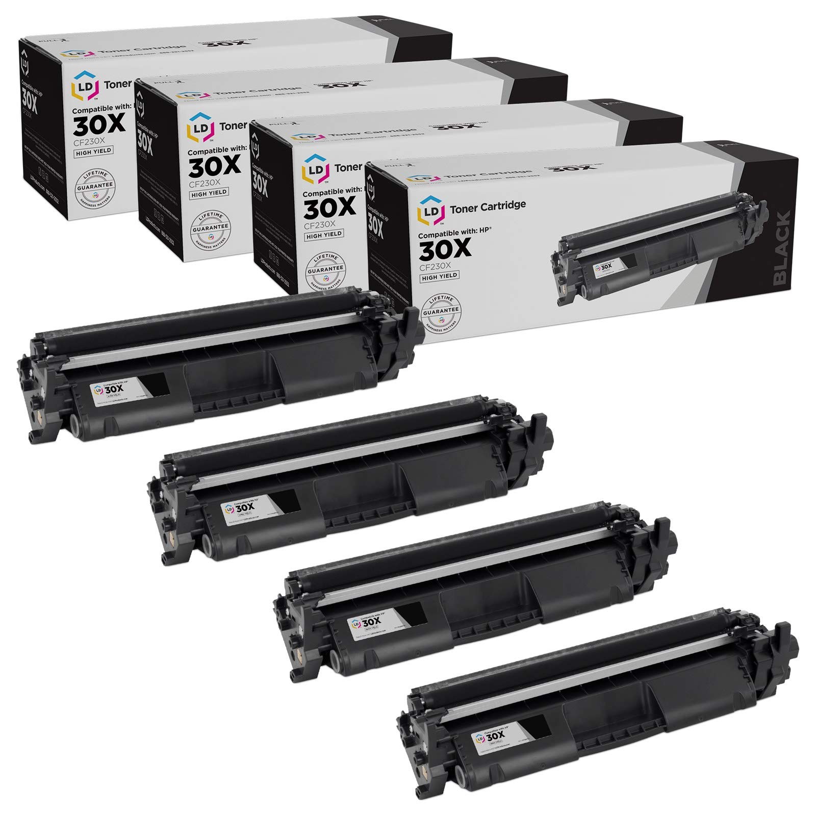 LD 4PK Replacement HP 30A CF230A Black Toner Cartridges LaserJet M203 MFP M227