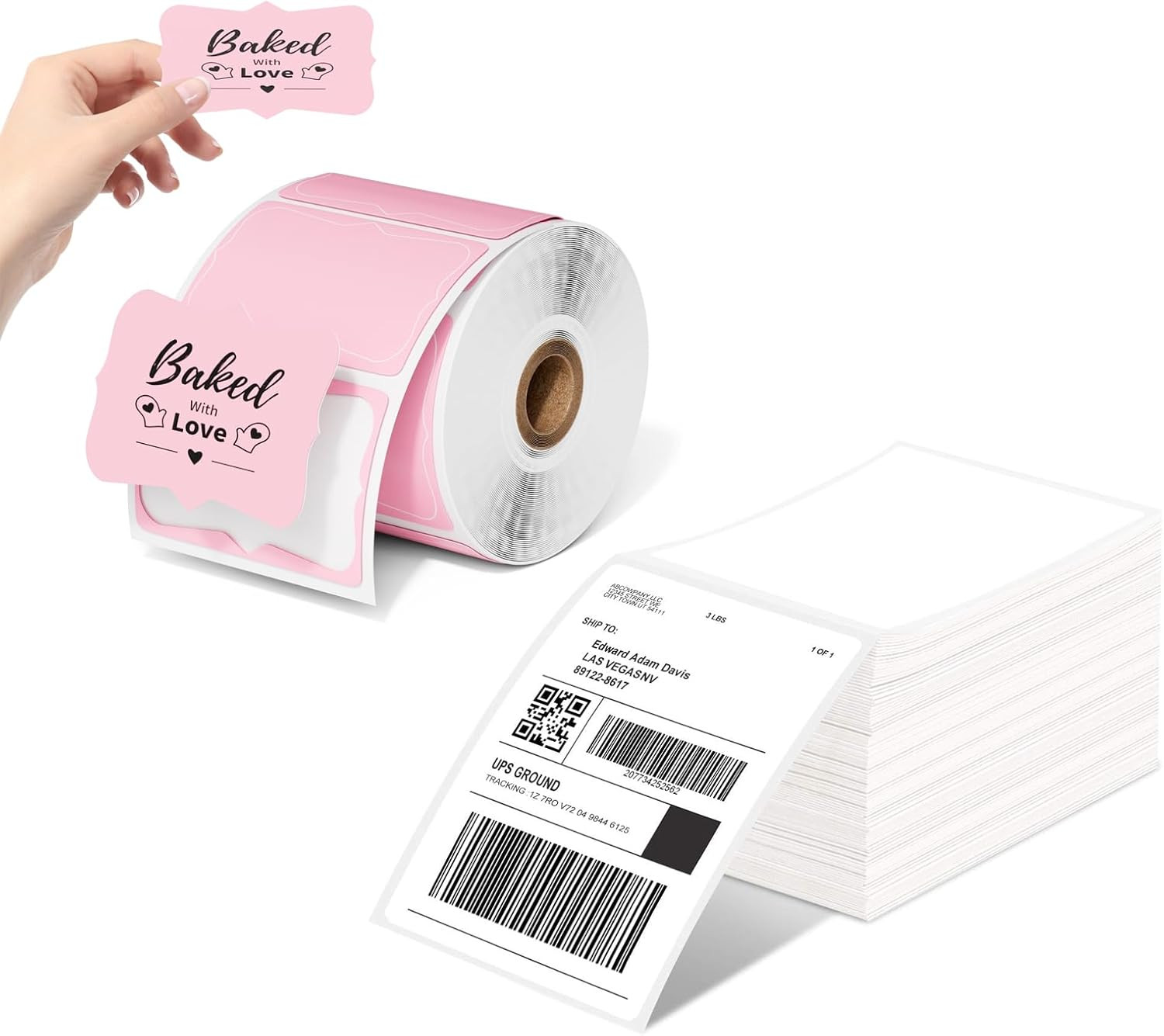 4x6 Thermal Label Printer Paper with Pink Thermal Labels Shipping Label Set