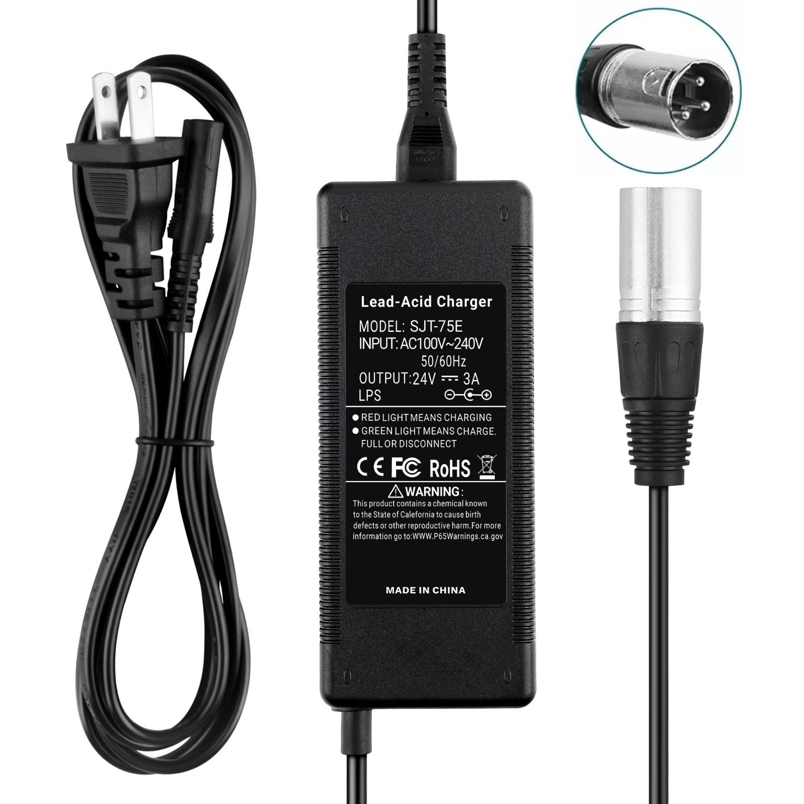 24V 3A Power Charger For Go-Go Elite Traveller Plus HD Electric Scooter Battery