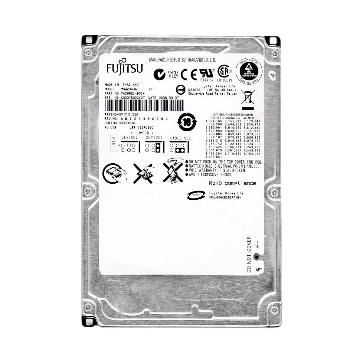 FUJITSU 40GB 4.2k 2MB ATA 2.5'' MHW2040AT