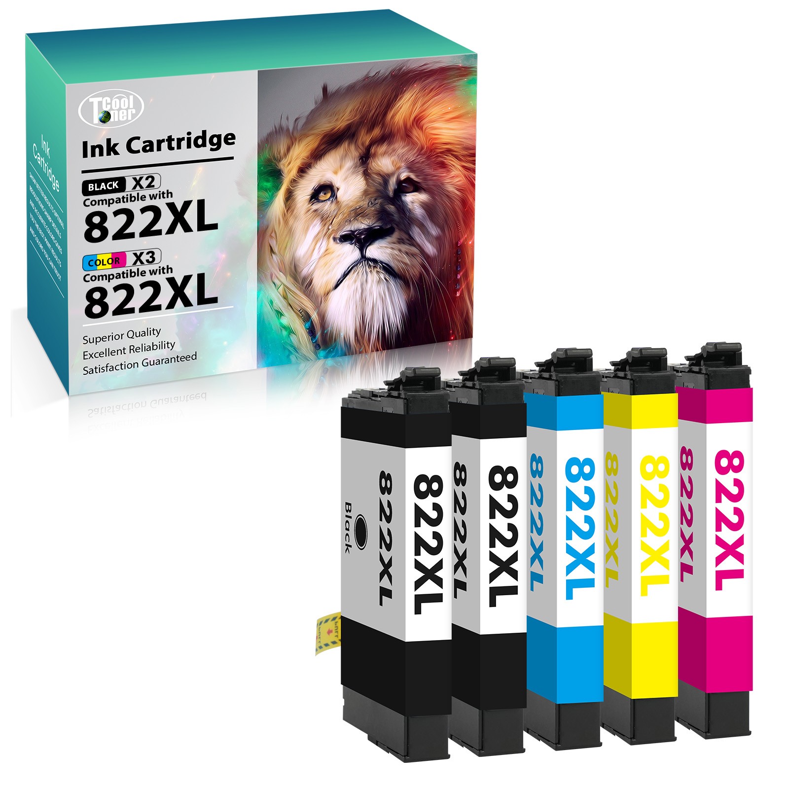 5Pack 822XL T882XL Ink Cartridge For Epson WorkForce Pro WF-3820 WF-4834 WF-4833