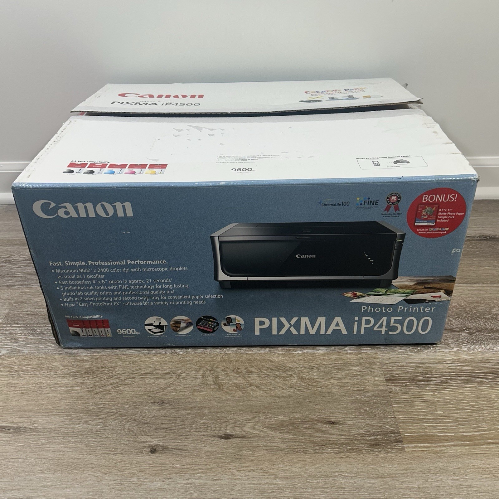 Canon PIXMA iP4500 Color Inkjet Photo Printer — Open Box (Brand New / Unused)