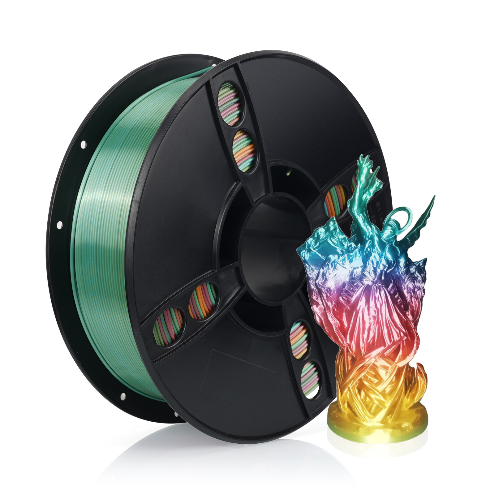 PLA Silk Rainbow Filament 3D Printer 1.75mm 1KG Printing Spools Multicolor 2.2LB