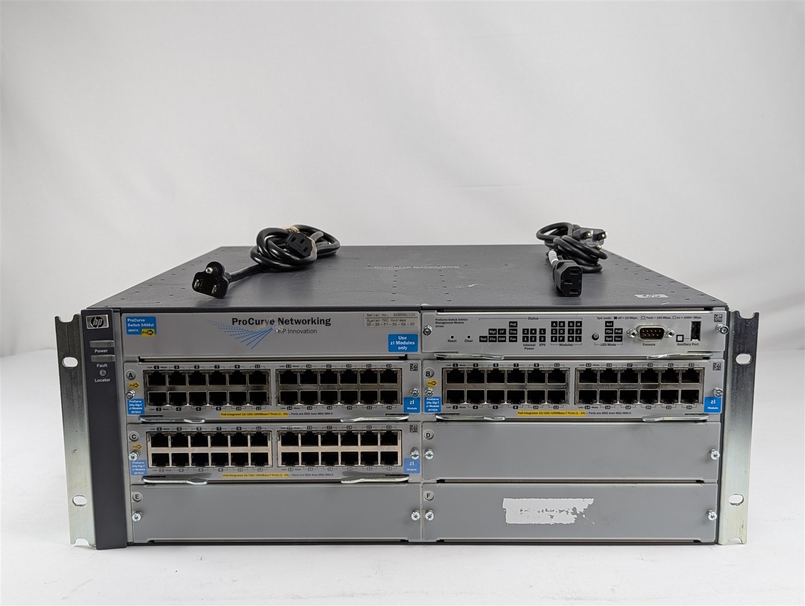 HP ProCurve J8698A 5412zl Rackmount Layer 3 Gigabit Switch Frame