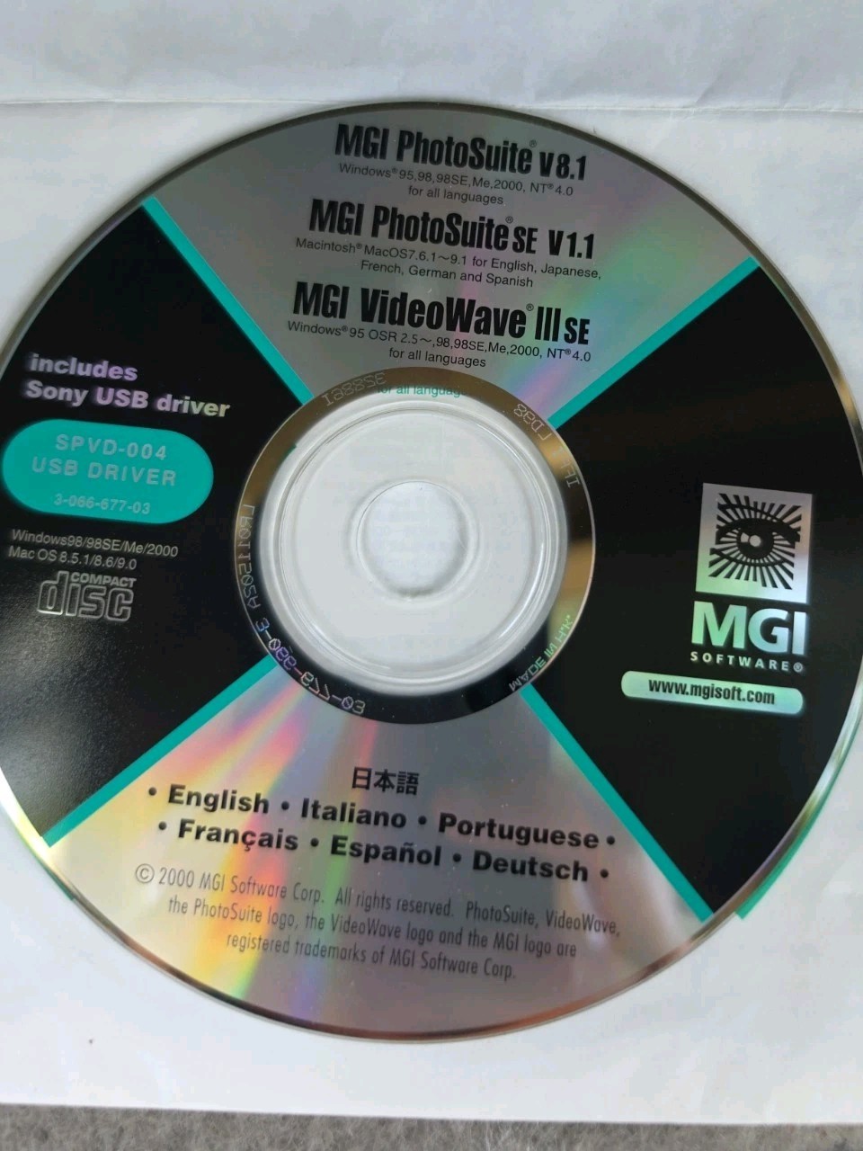 Sony SPVD-004 USB Driver CD MGI PhotoSuite 8.1 VideoWave III Windows Mac