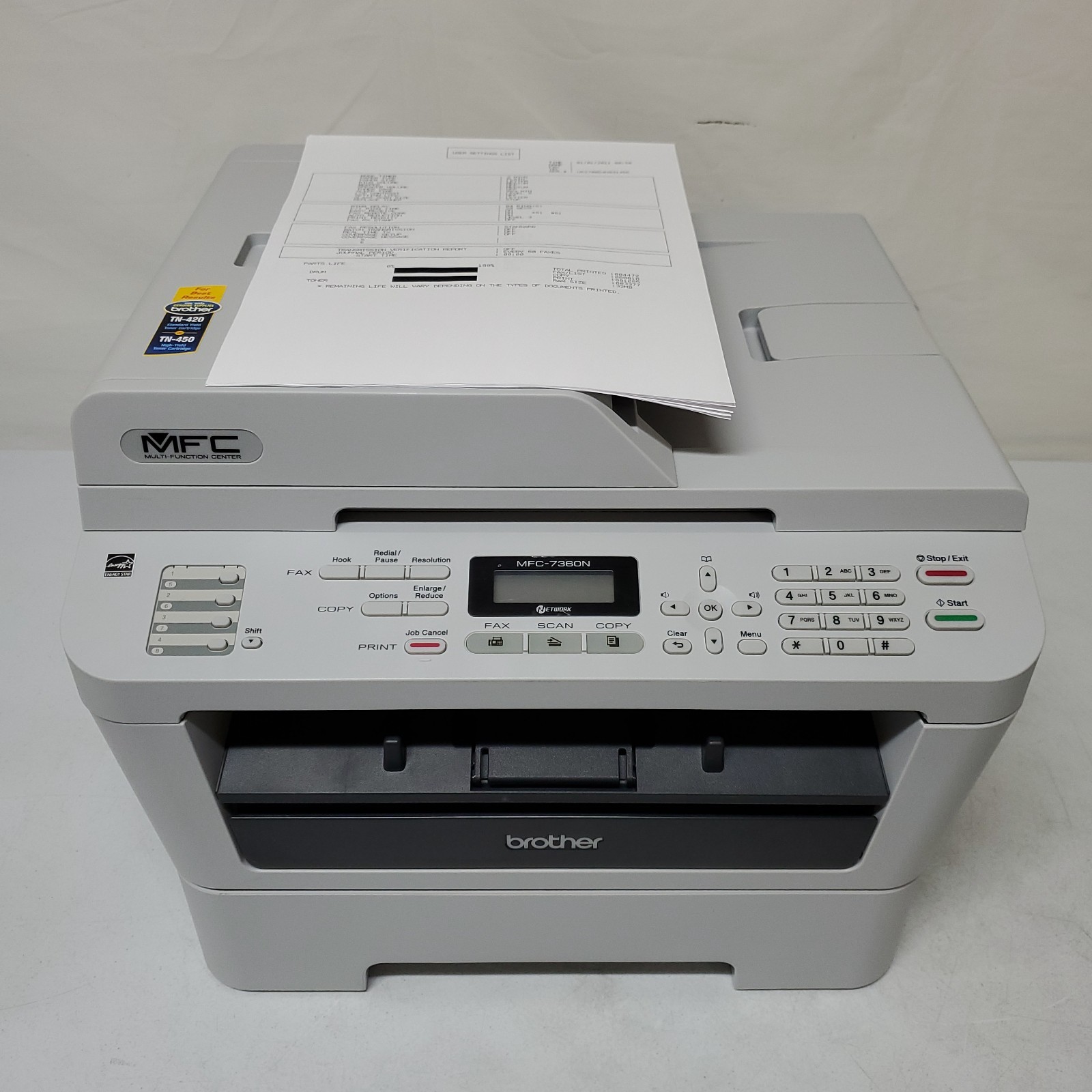 Brother MFC-7360N Mono Laser Printer 5K Pages NO TONER/DRUM  All-In-One Network