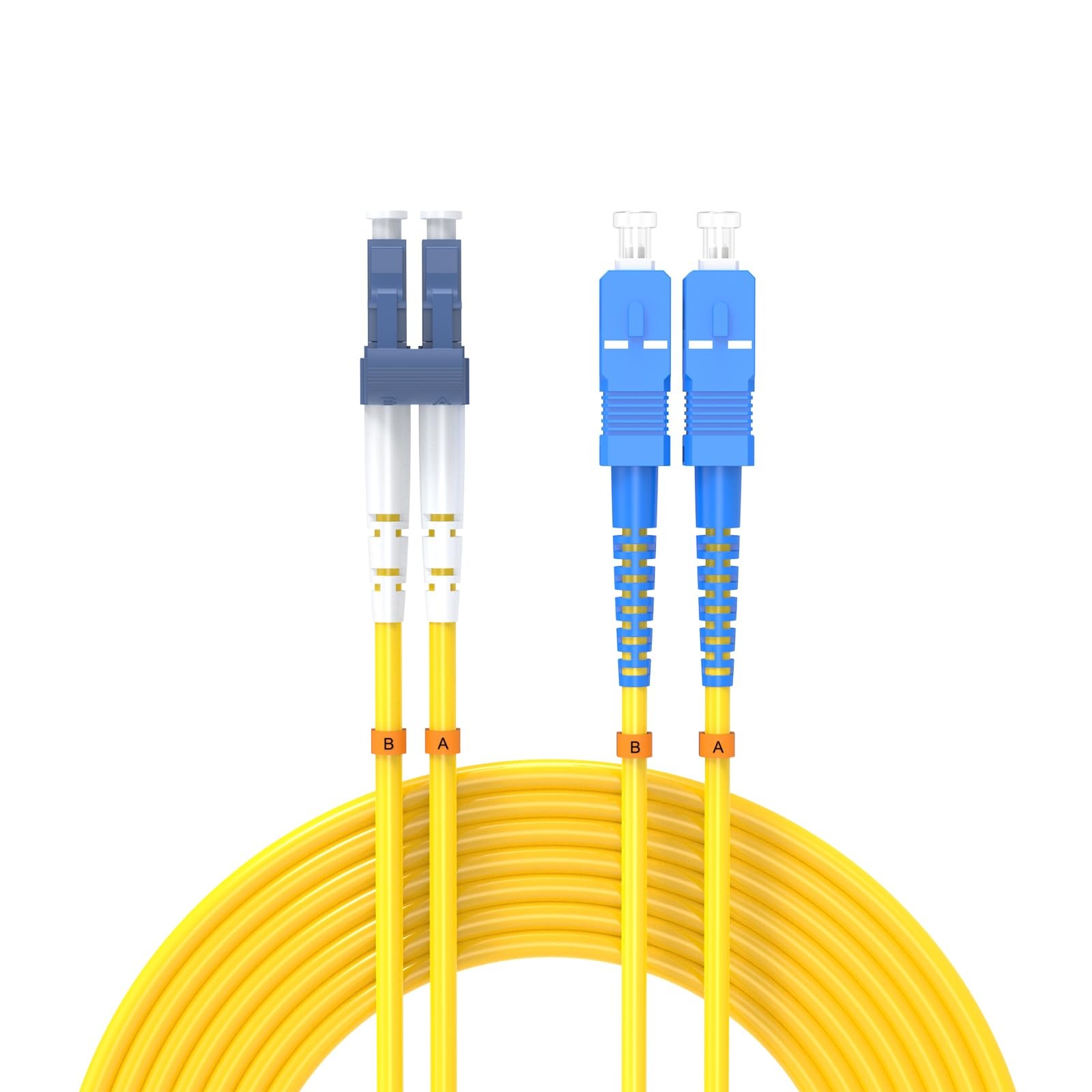 LC/UPC-SC/UPC Single-Mode Fiber Optic Cable 15M 50ft OS2 Duplex 9/125um