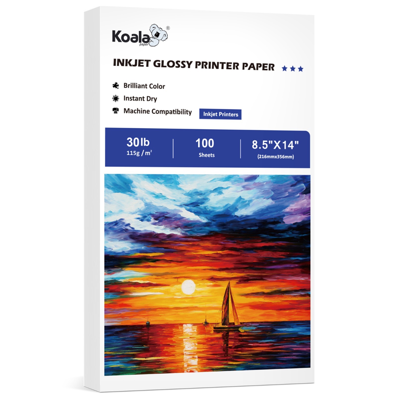 Lot Koala Thin Inkjet Glossy Photo Printer Paper 30lb 8.5x11 /8.5x14 /11x17 115g