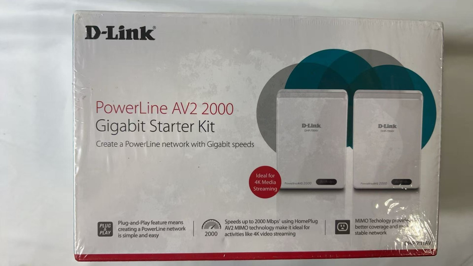 D-Link PowerLine AV2 2000 Gigabit Starter Kit Passthrough DHP-P701AV NEW SEALED