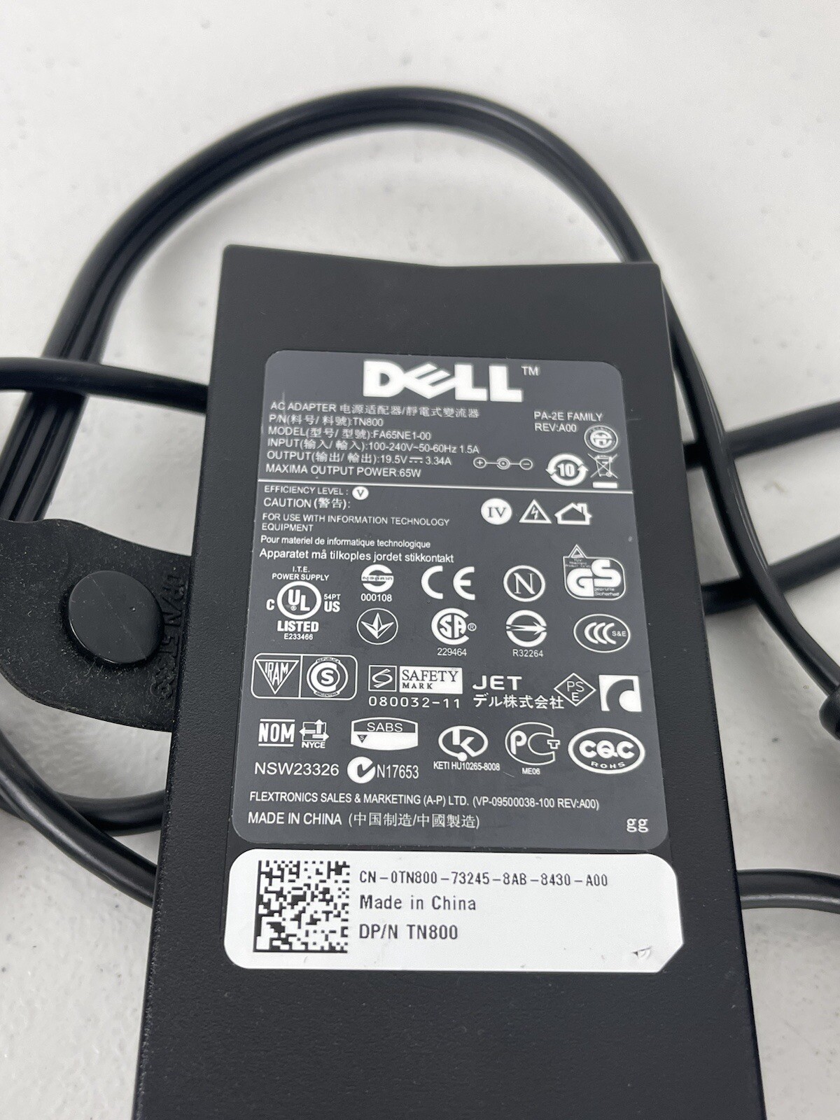 Genuine OEM Dell FA65NE1-00 0TN800 65W TN800 19.5V 3.34A Power Adapter TESTED