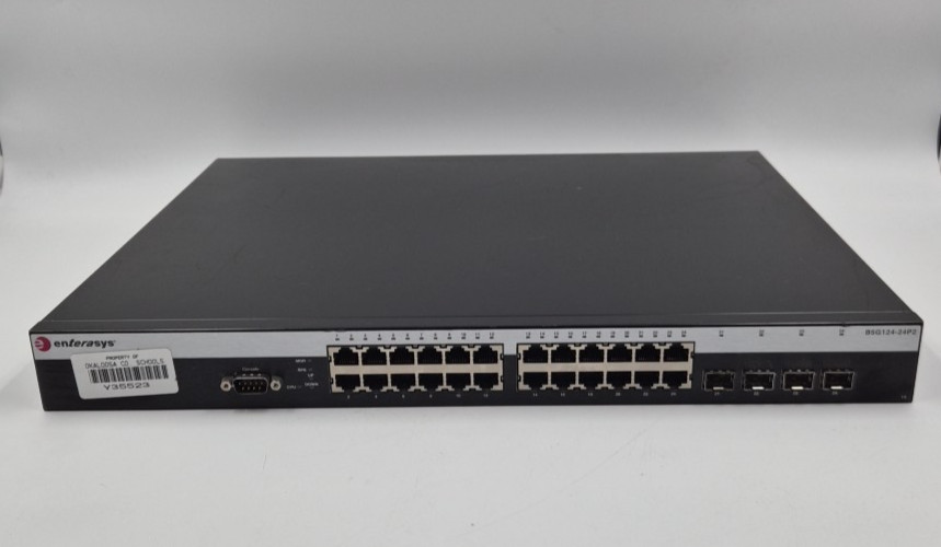 Enterasys B5G124-24P2 Switch 24x 1GbE 4x SFP Console Network STK-RPS-500PS Stack