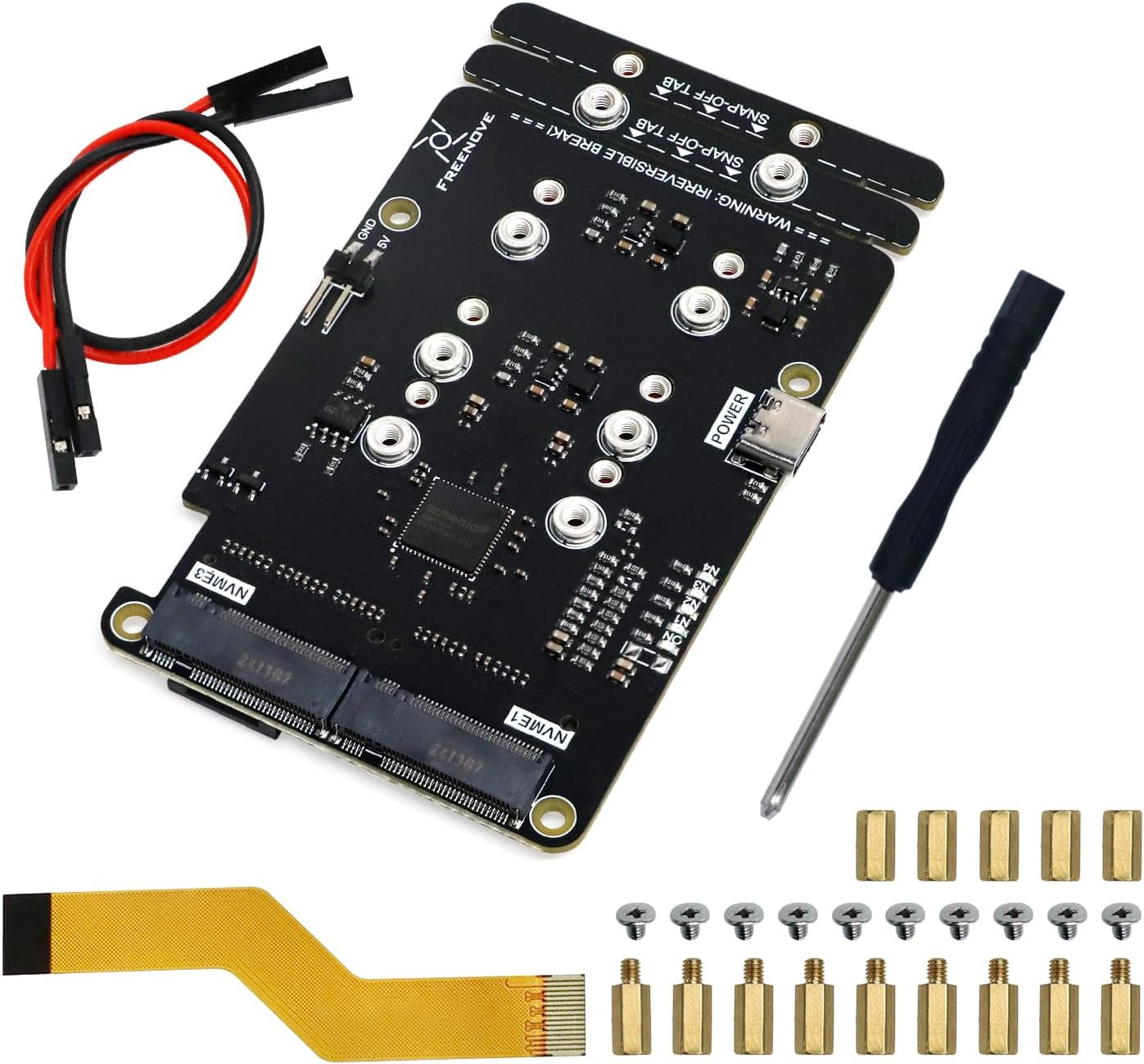 Quad M.2 Nvme SSD HAT for Raspberry Pi 5, M.2 Adapter AI HAT 4 Slots