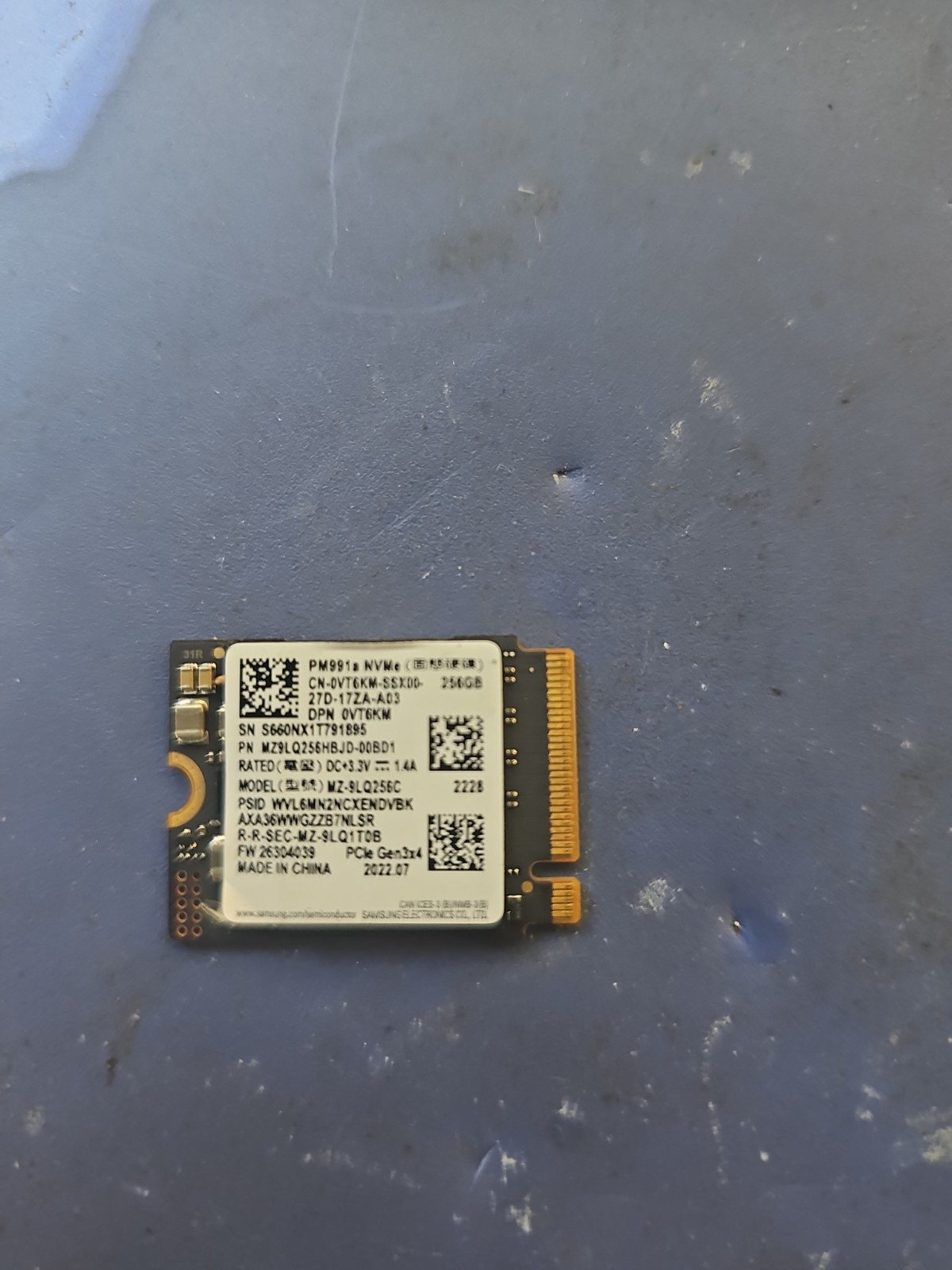 Samsung PM991a 256GB M.2 2230 NVMe PCIe SSD MIN 84% Health. #s153