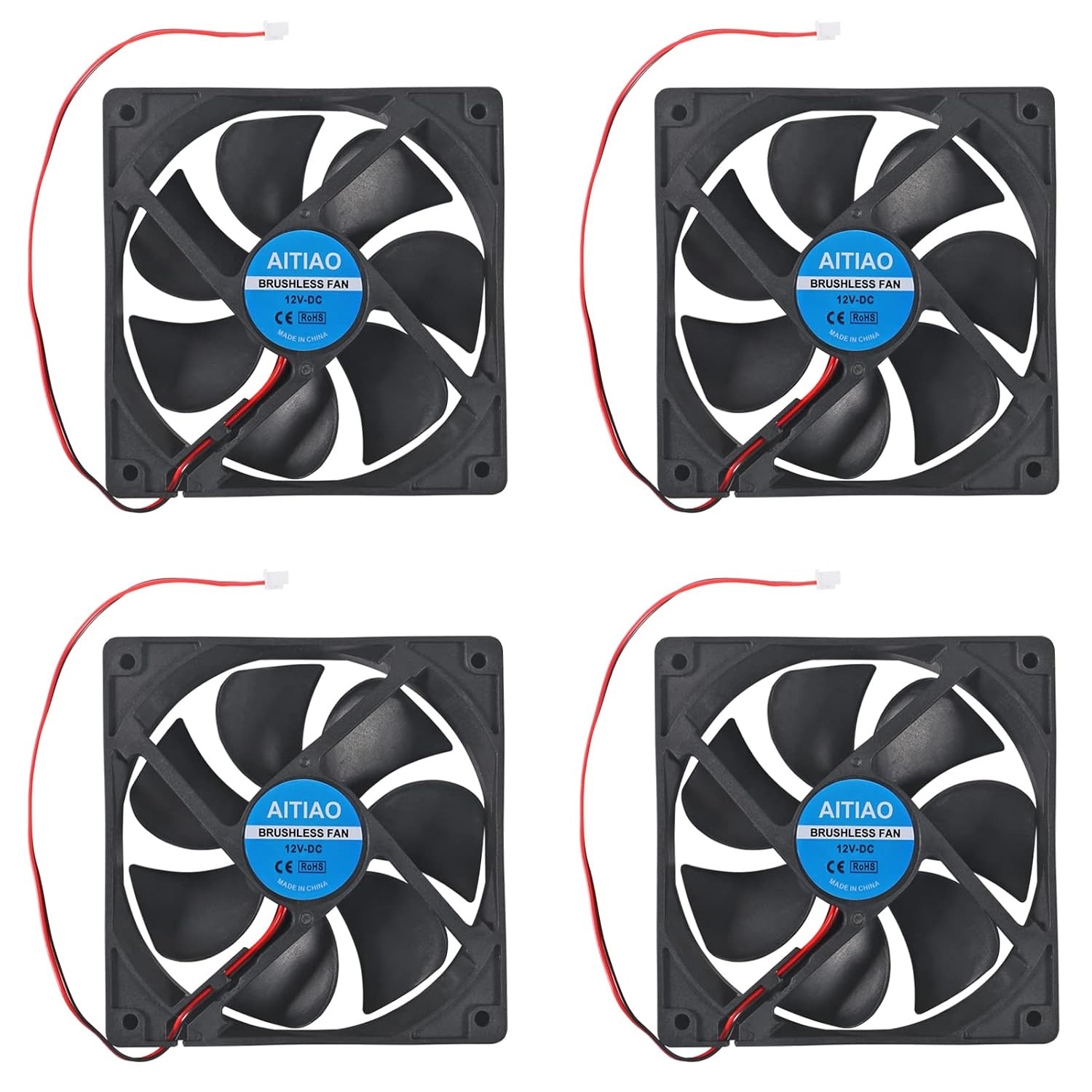 4PCS 12025 DC 12V Strong Quiet Computer Case Fan 120X120X25Mm 2Pin High Performa