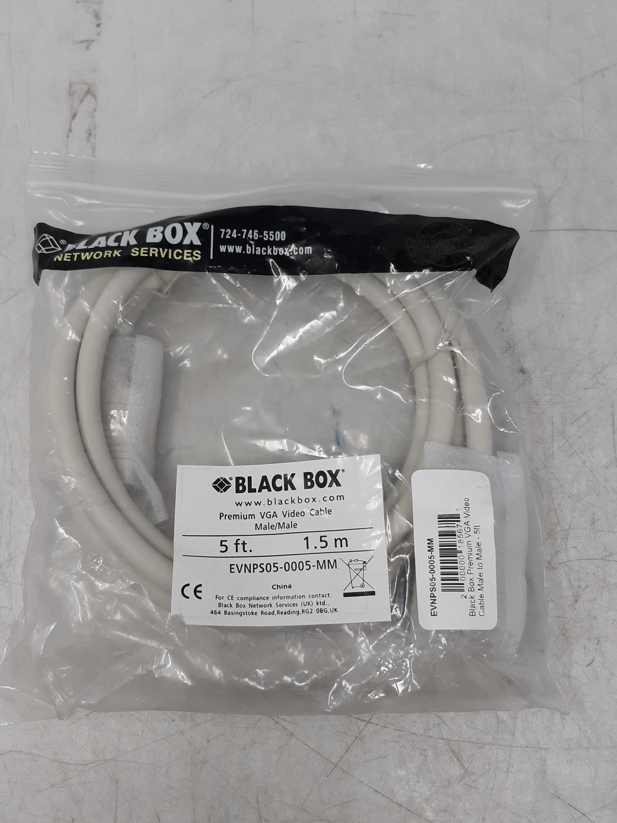 Black Box EVNPS05-0005-MM Premium VGA Cable Male/Male 5ft 1.5m White