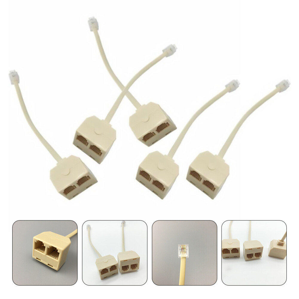 5pcs RJ11 Socket Splitter Male To Female Adapter For Landline Telephone