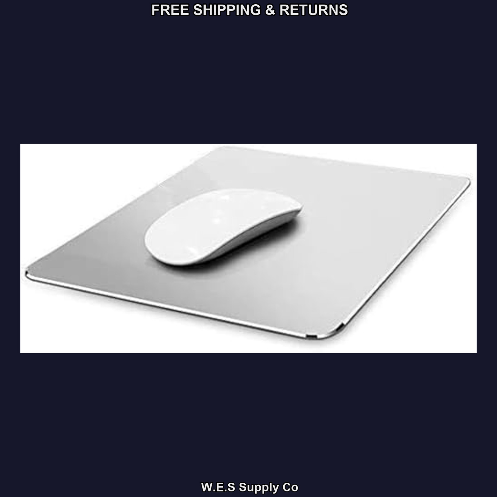 Vaydeer Aluminum Mouse Pad, 11.8 x 9.5 Inch Double-Sided Metal Mat, Silver