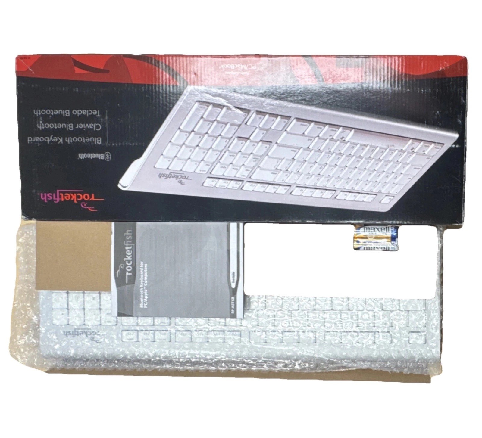 Rocketfish RF-ABTKB Bluetooth Wireless Keyboard Slim Aluminum Mac PC Open Box