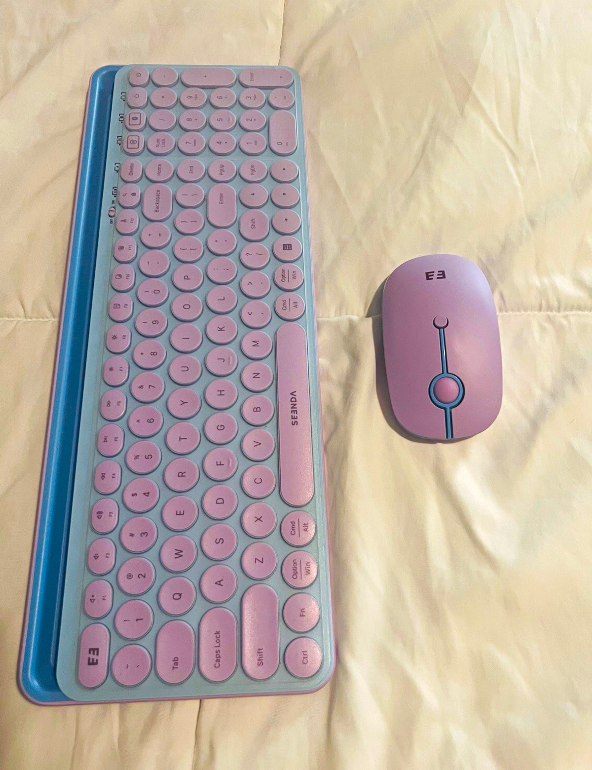 SEENDA Wireless Keyboard & Mouse Bundle, Portable QWERTY English, Purple/Blue