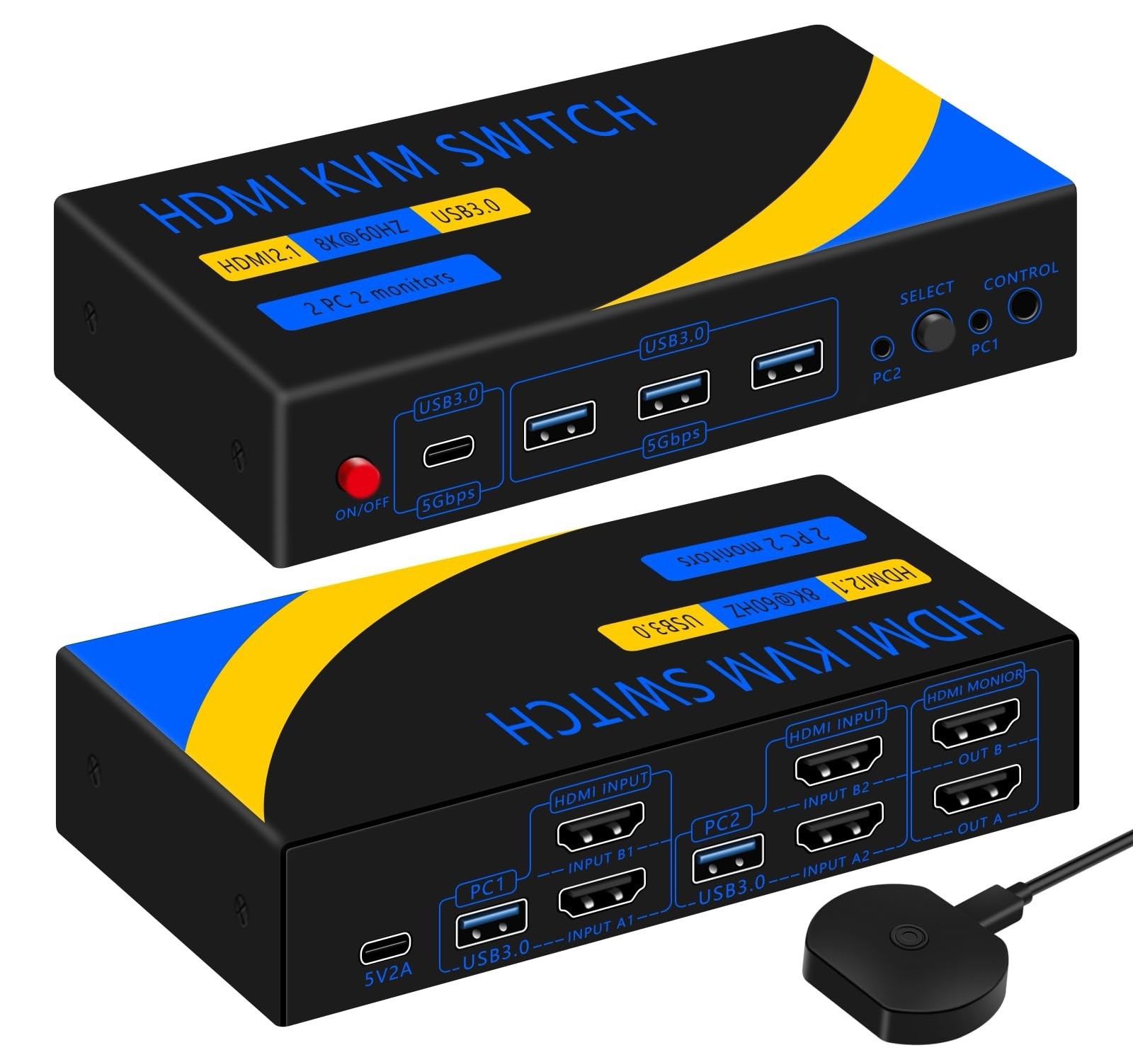 DP HDMI KVM Switch 2 Monitors 2 Computers Display Port