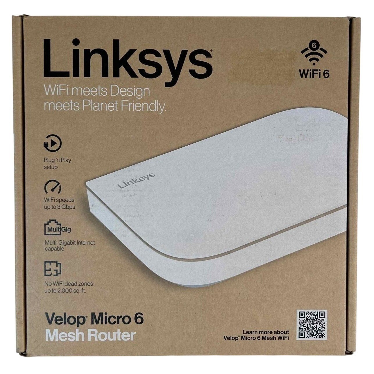 Linksys Velop Micro 6 Mesh Router WiFi 6 AX3000 Dual-Band White LN1101 NEW