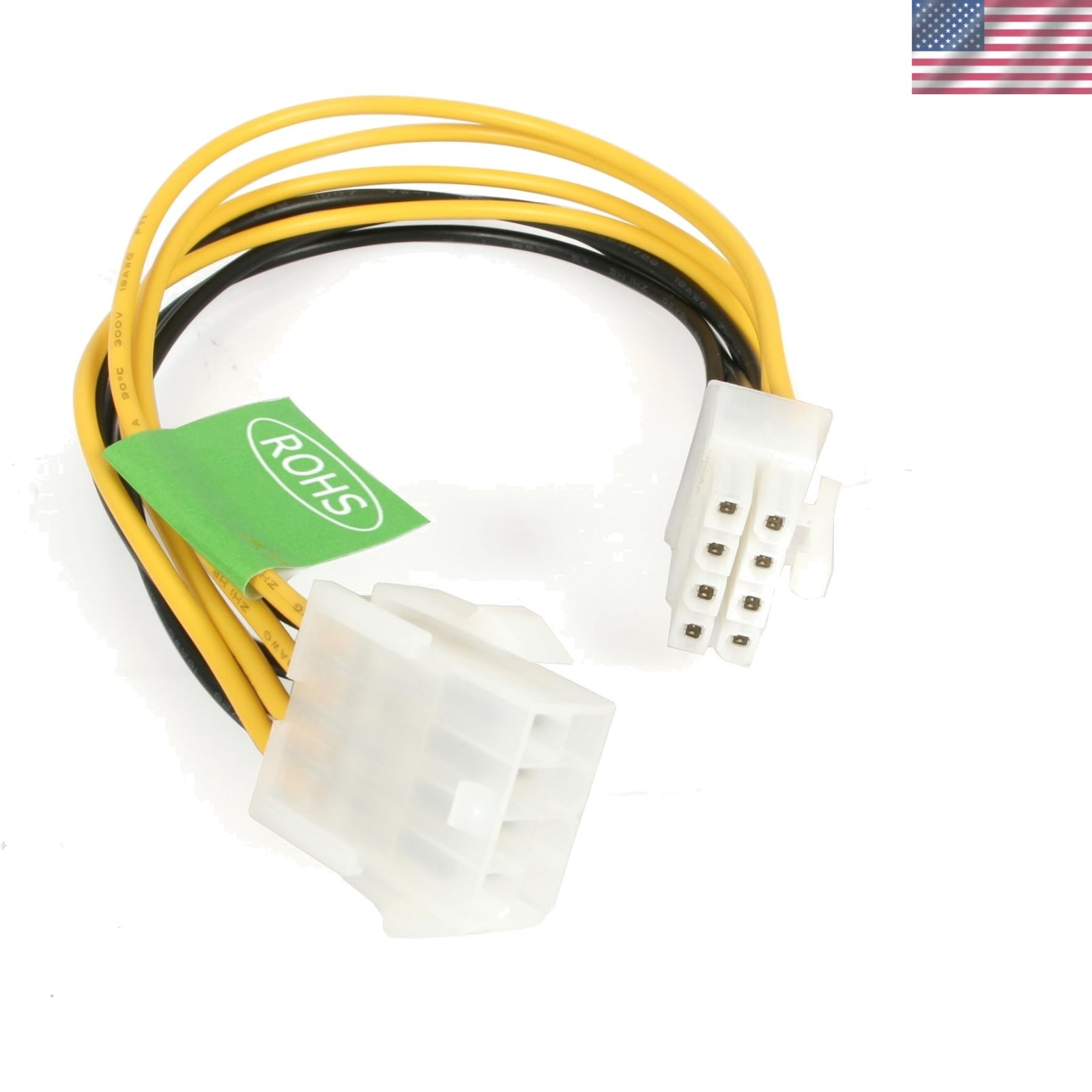 StarTech 8in EPS 8 Pin Power Extension Cable for Custom PC Builds - Yellow
