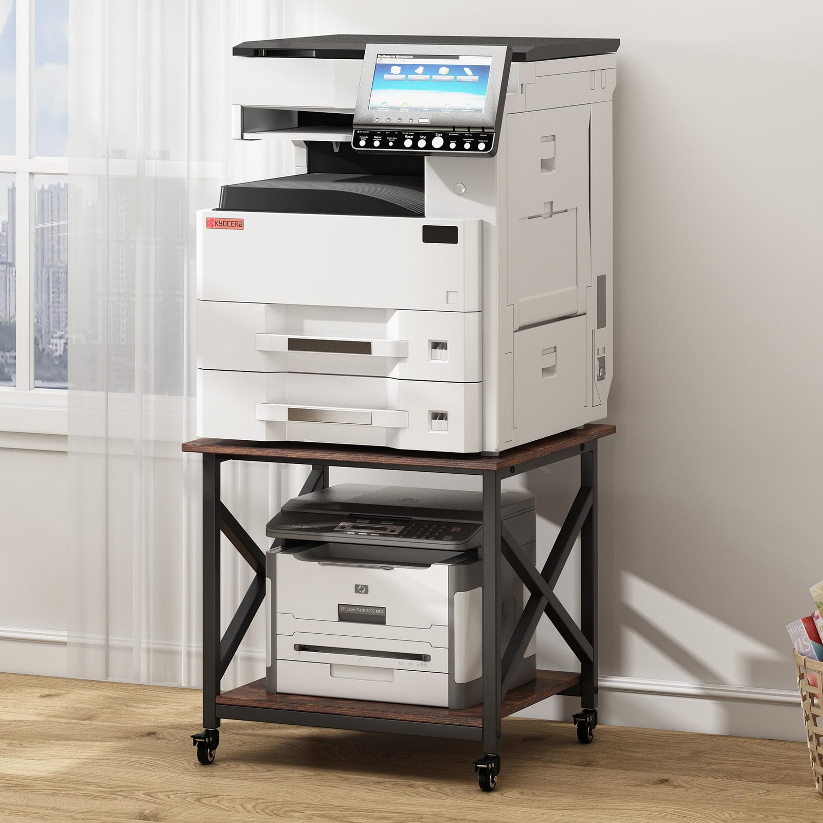 Fannova Large Printer Stand, 23.6 x 23.6 x 22.6 Inches Square Printer Table w...
