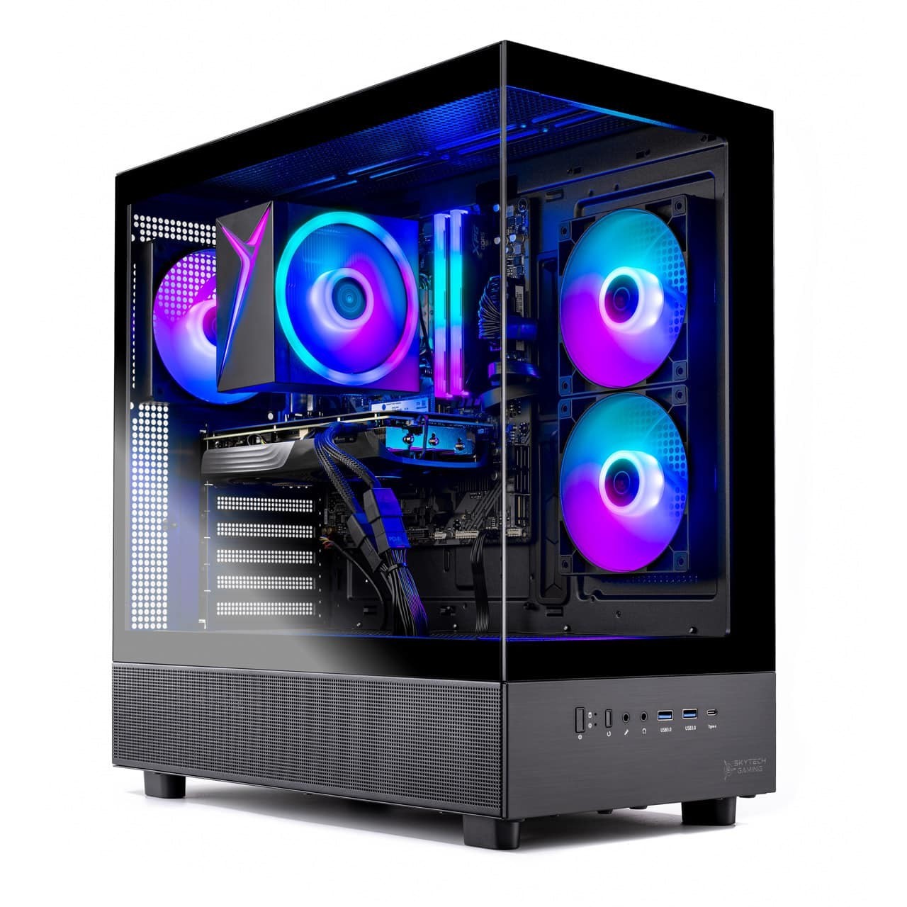 Skytech Gaming Azure 3 Gaming Desktop, AMD Ryzen 7 7700 3.8GHz Turbo, AMD Radeon
