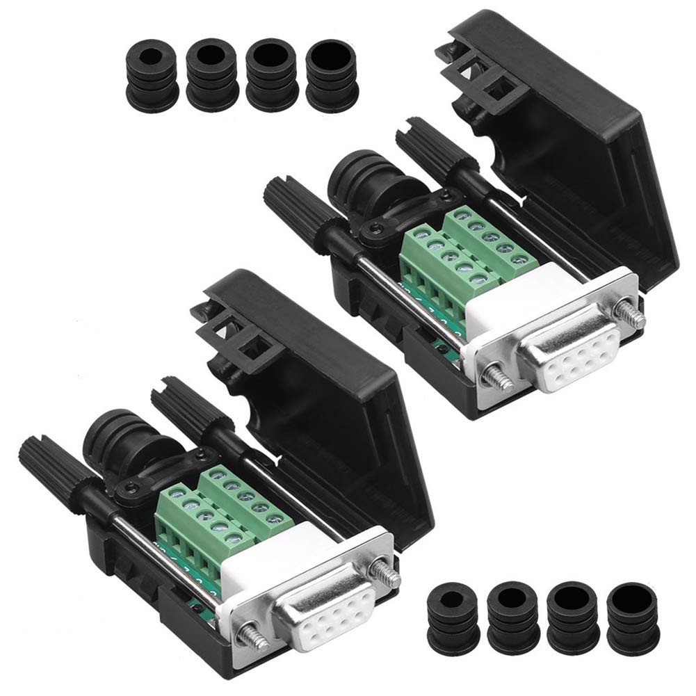 2 PCS DB9 Solderless Serial 9 Pin Terminal Thinner Female Adapter Breakout
