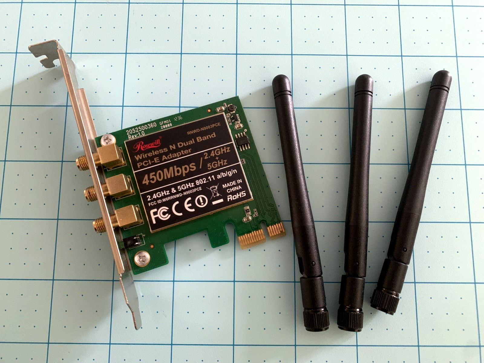 Rosewill Wireless N Dual Band PCIe 450Mbps Network Adapter Card RNWD-N9003PCE