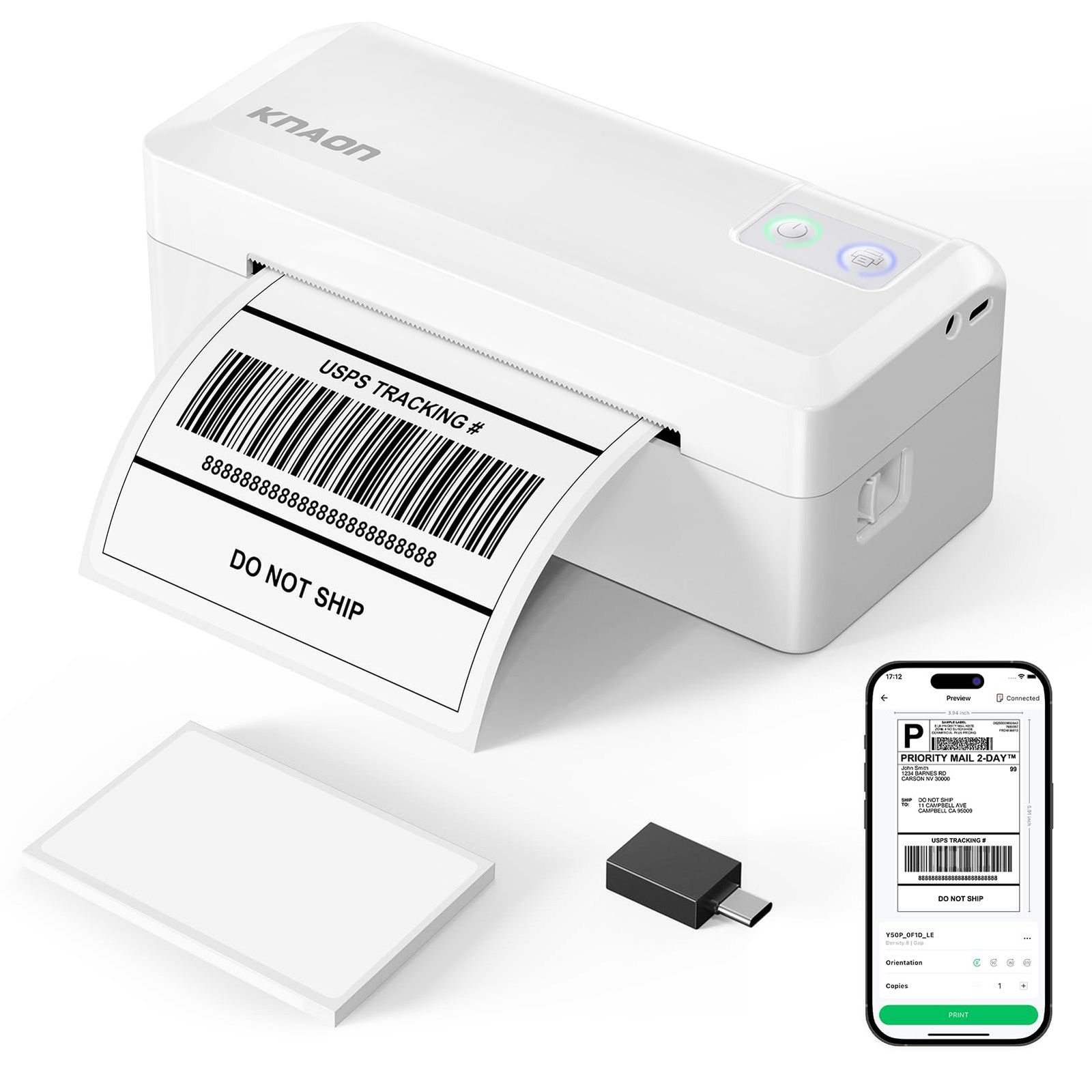 KNAON Shipping Thermal Label Printer, 4x6 Portable Label Printer, Bluetooth L...