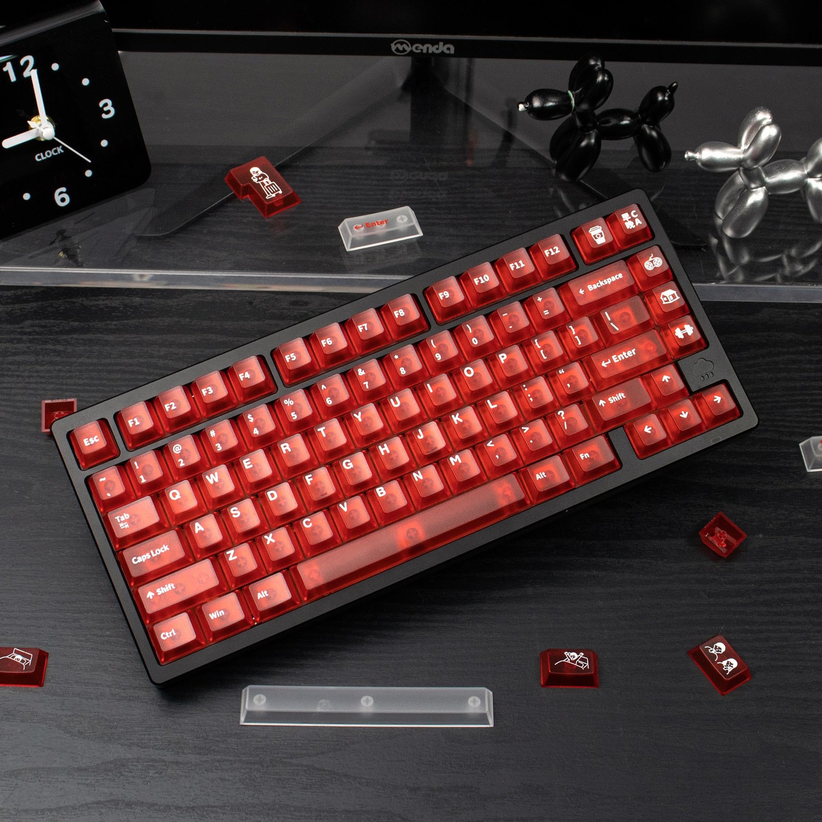 Red Clear Keycaps 151 Keys Transparent Cherry Profile Backlit Crystal PC Set