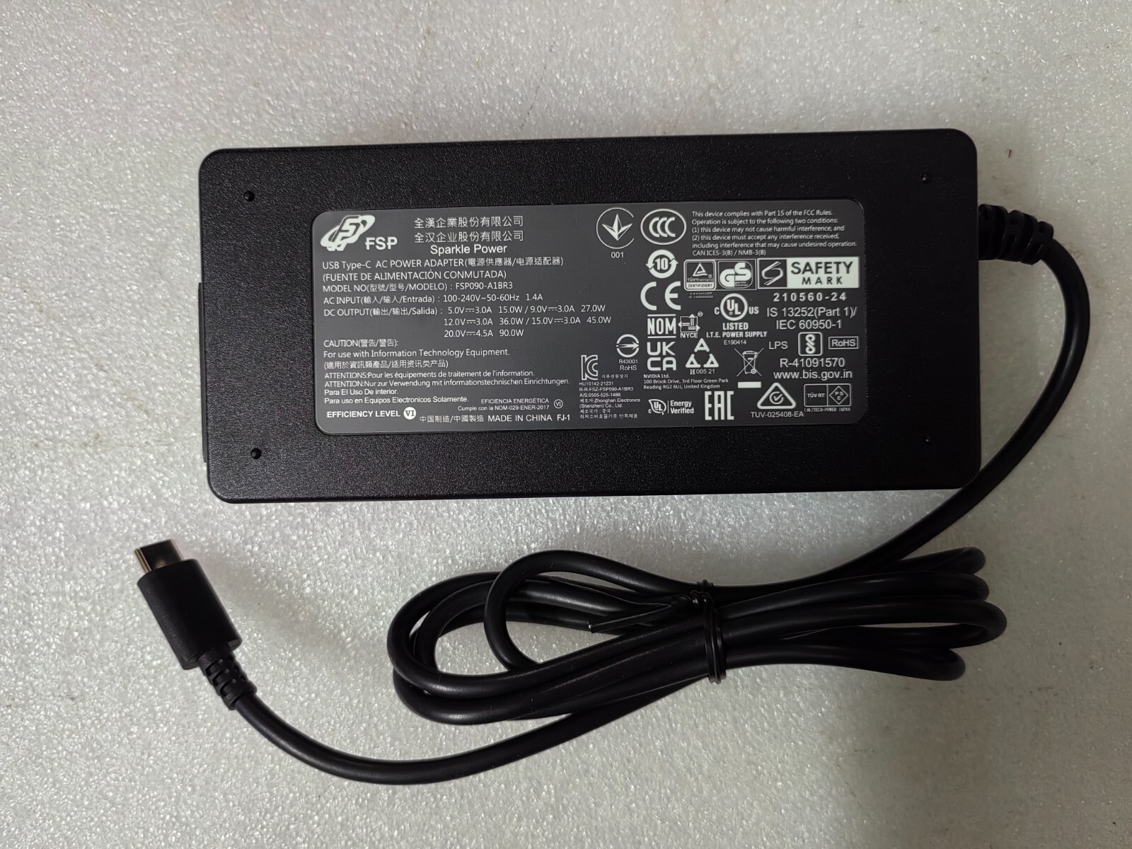 FSP 20V4.5A Type-c 90W FSP090-A1BR3 HU10142-21231 P/N:9NA0908603 adapter Genuine