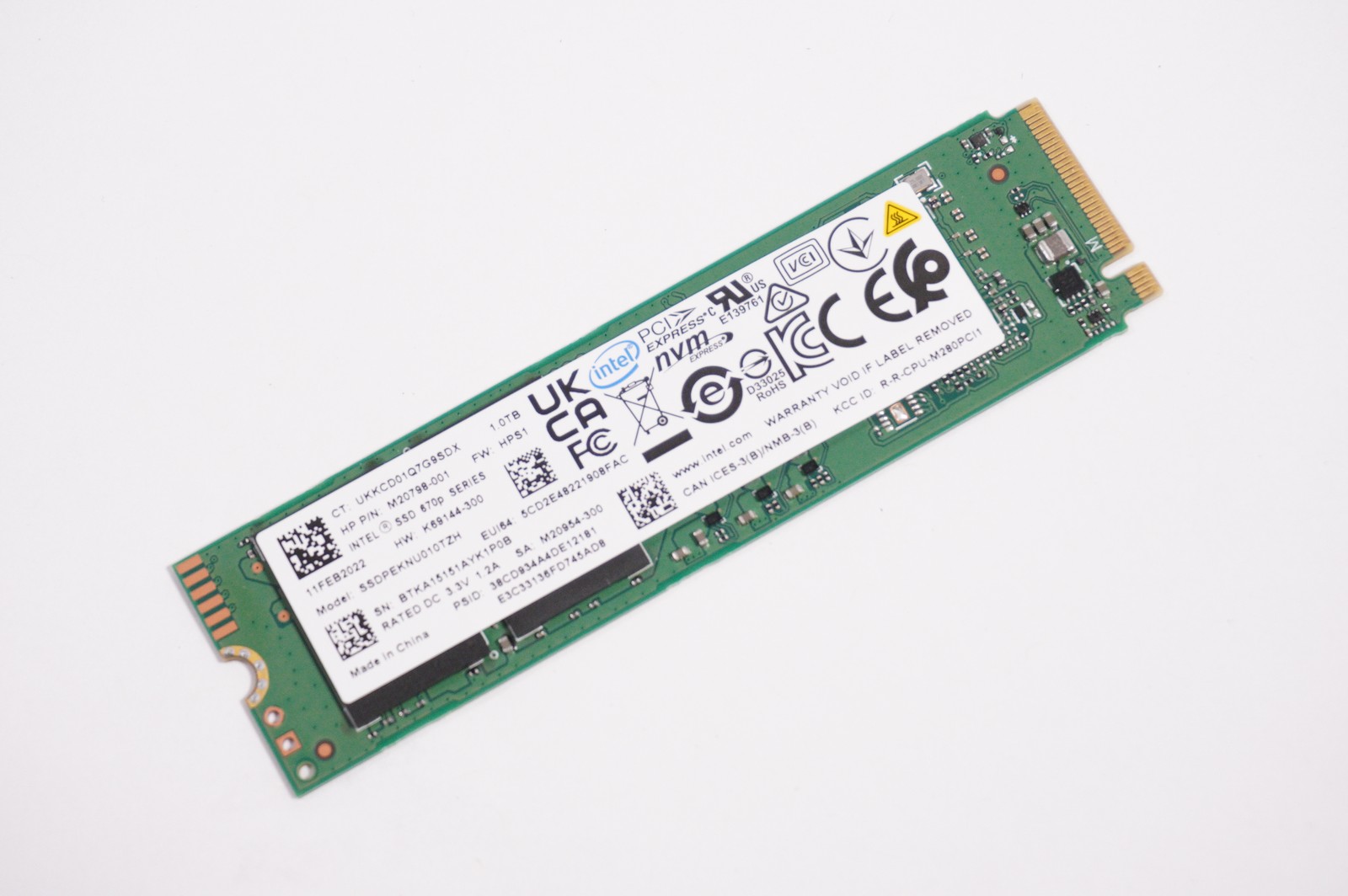 M20798-001 Intel 1TB M.2 2280 PCIe NVMe Gen 3x4 SSD Drive 24-CA1234