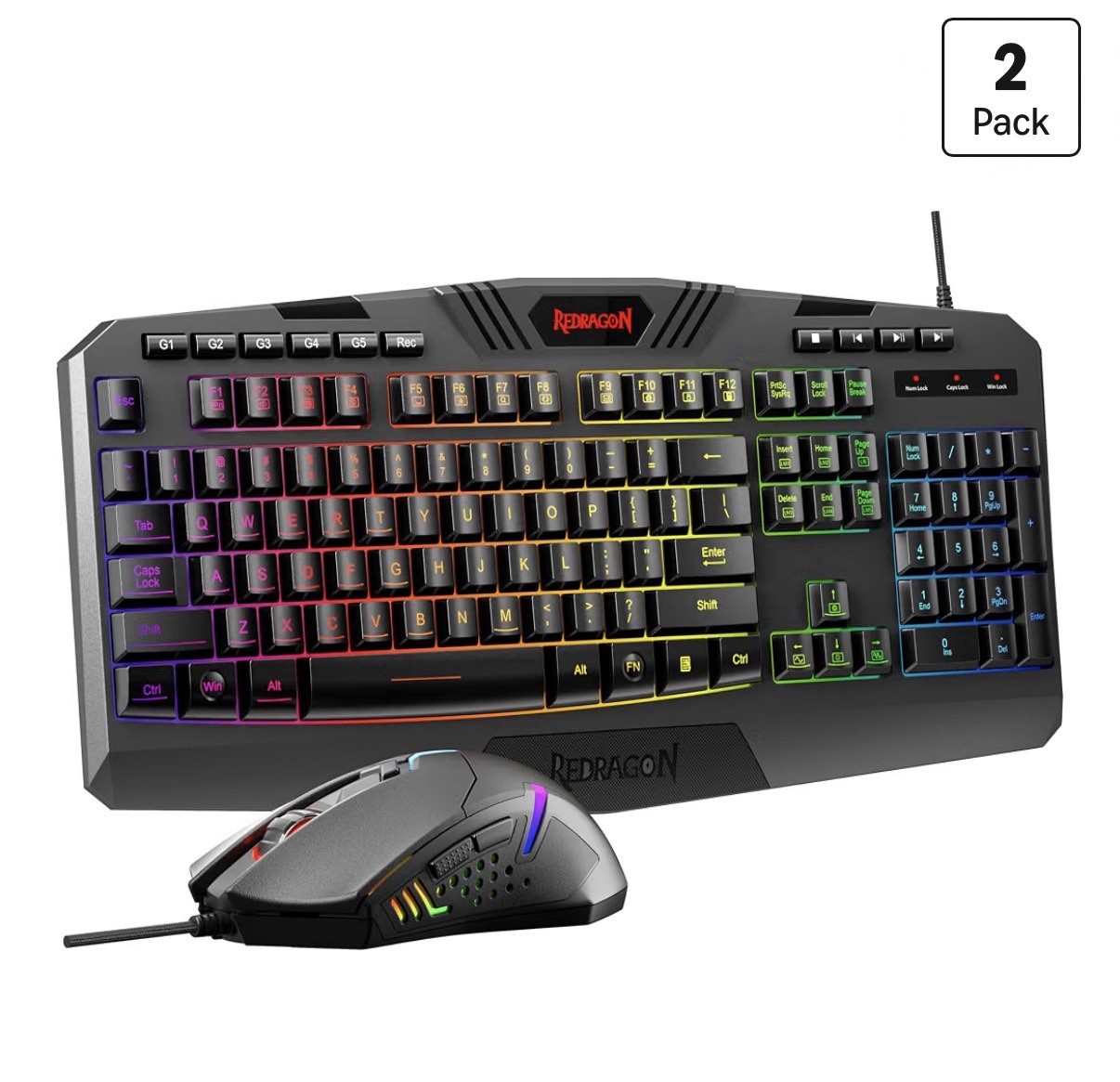 Redragon S101-1 Wired USB RGB Keyboard & 7200 DPI Mouse Combo Black QWERTY
