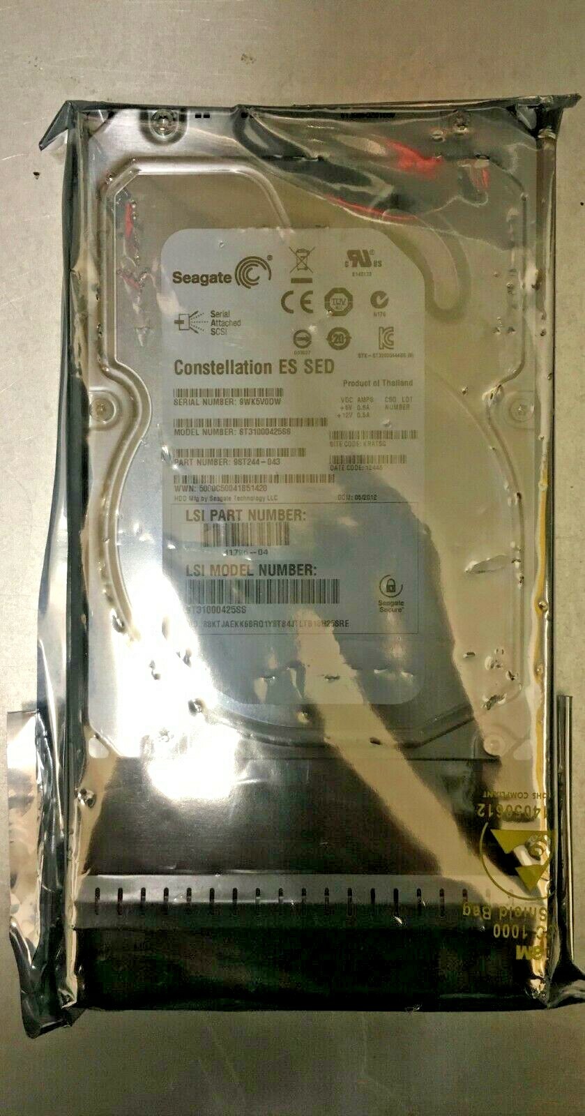 SEAGATE C3.5" 1TB 7.2K SAS 6Gbps 16MB Cache Server Hard Drive ES SED