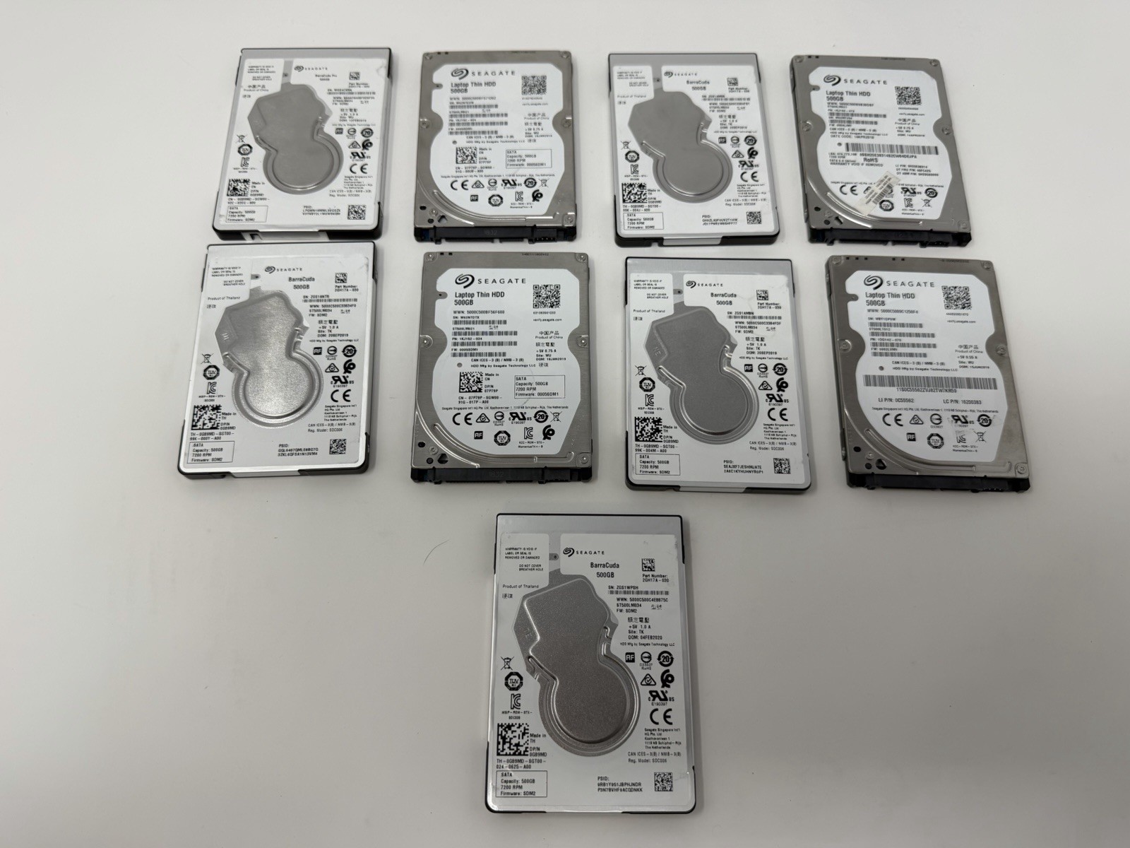 Lot 9 Seagate 500GB 2.5” SATA HDD 7200RPM SMART Tested Good 4.5TB