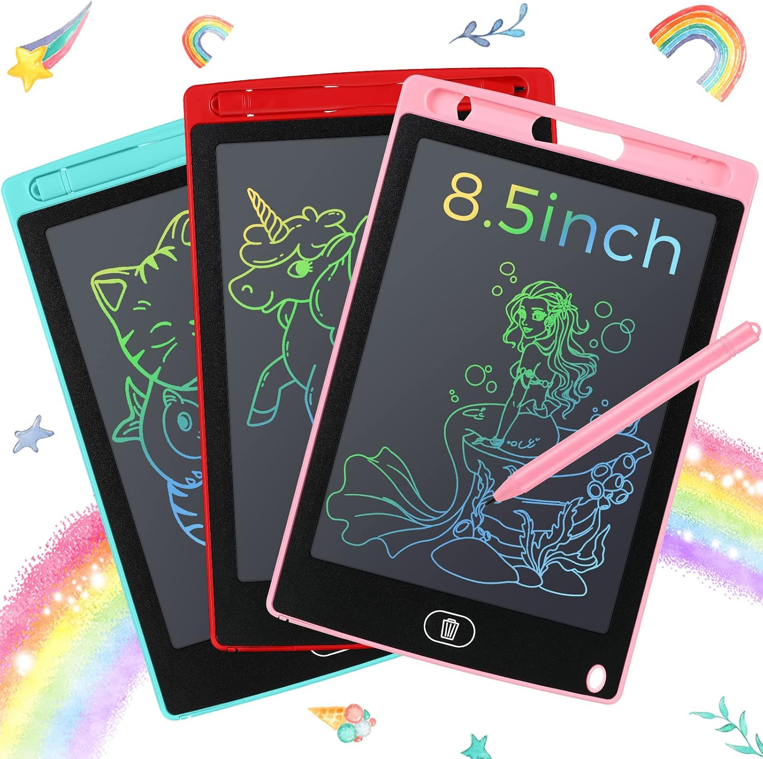 3 Pack LCD Writing Tablet for Kids 8.5 Inch Colorful Doodle Drawing