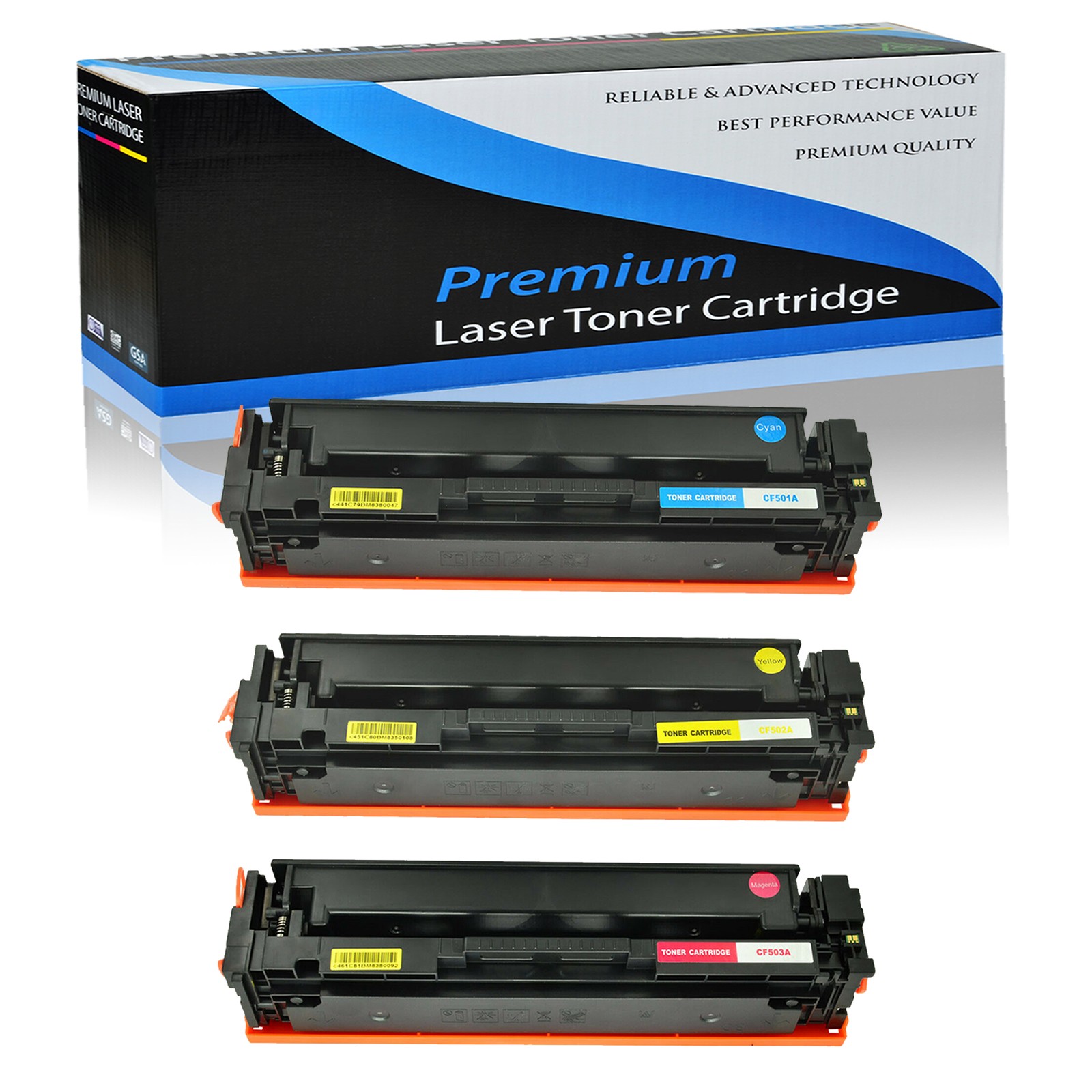 3PK CF501A CF502A CF503A C/MY Toner Set For HP Color LaserJet Pro M254nw M254dn