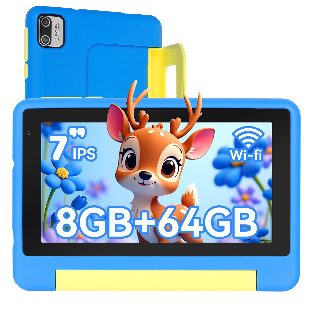 Quad-Core Kids 64GB Wi-Fi 7 Inch Tablet + New Case Bundle Parental Control