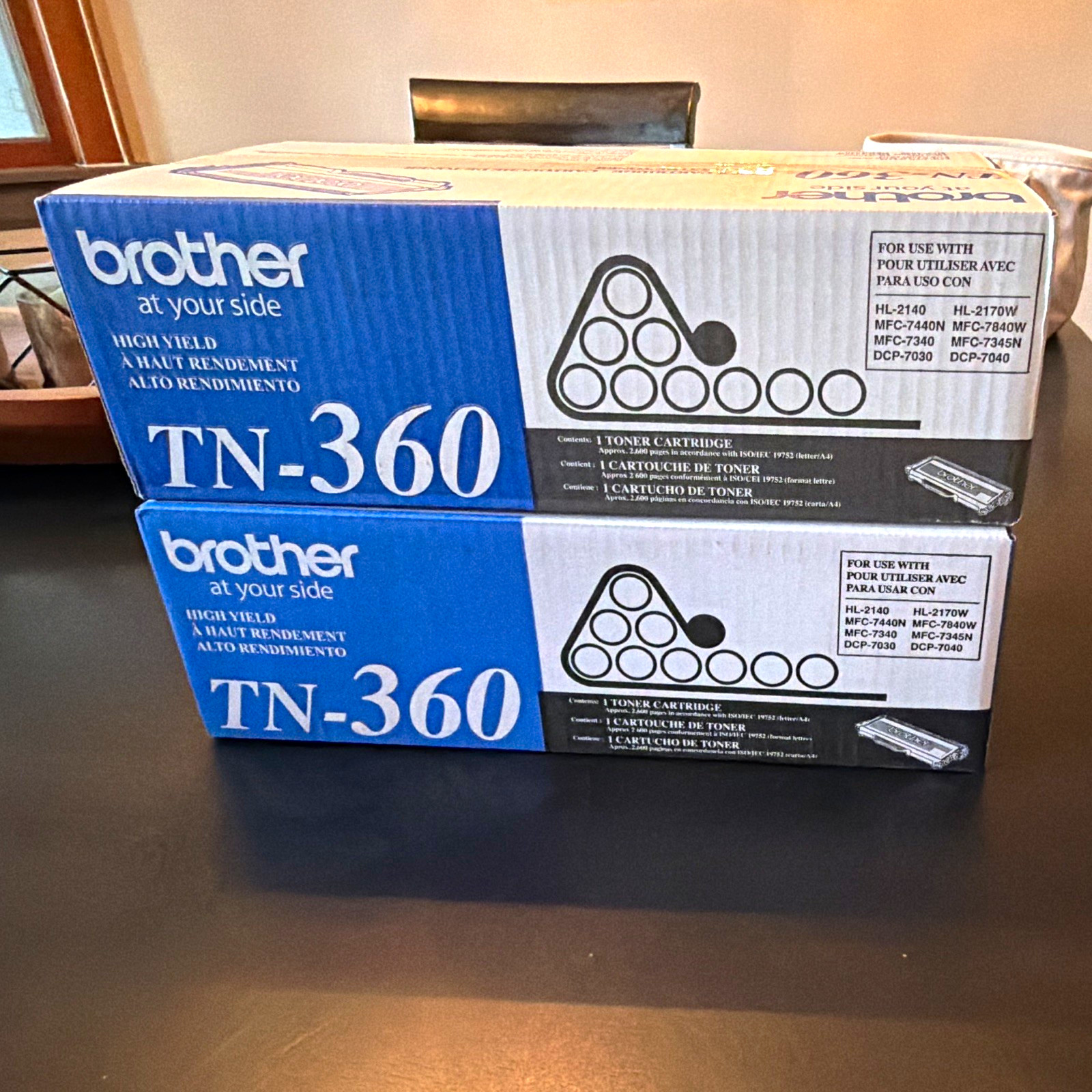 Brother TN-360 High Yield Laser Toner Cartridge 2 Pack for HL-2170W DCP-7040