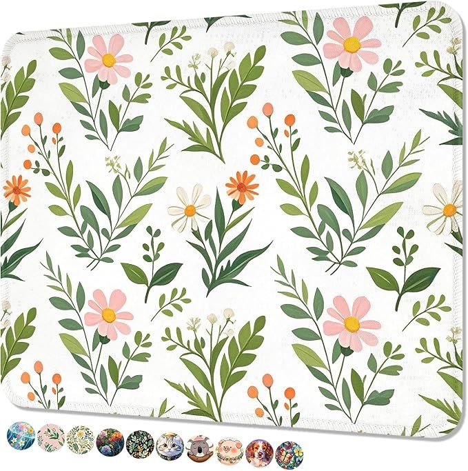 Mouse Pad, Cute Mouse Mat, 10" x 8", Cute Green Leaf -03
