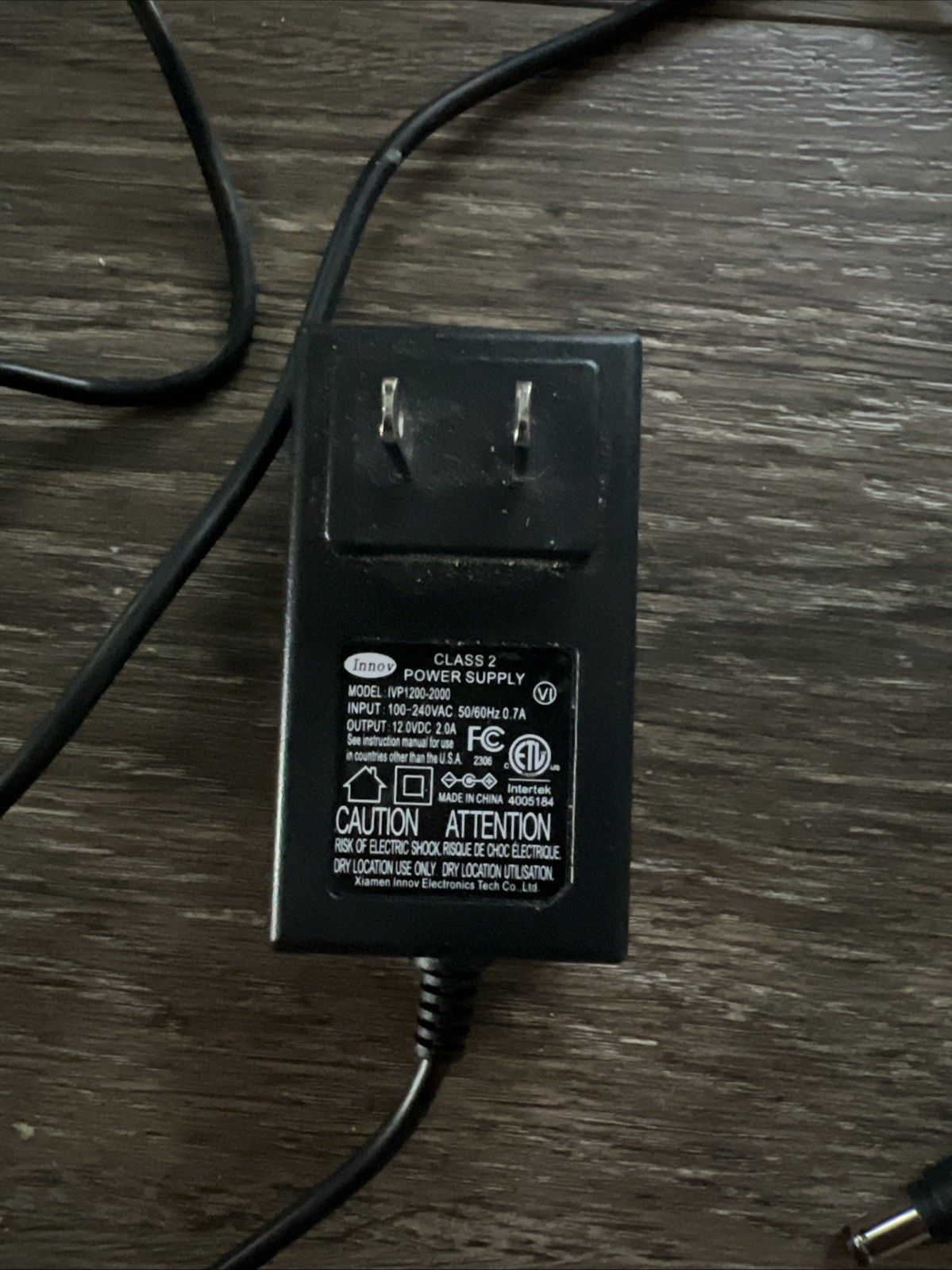 Innov Class 2 Power Supply Model IVP1200-2000M 12V DC 2.0A AC Adapter 12v 2A