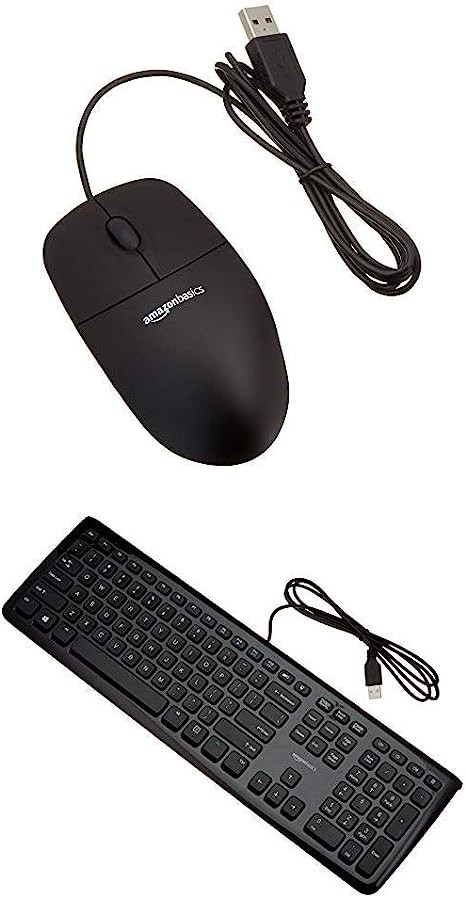 Amazon Basics Keyboard and 3-Button USB Mouse Combo HK3069 - Black