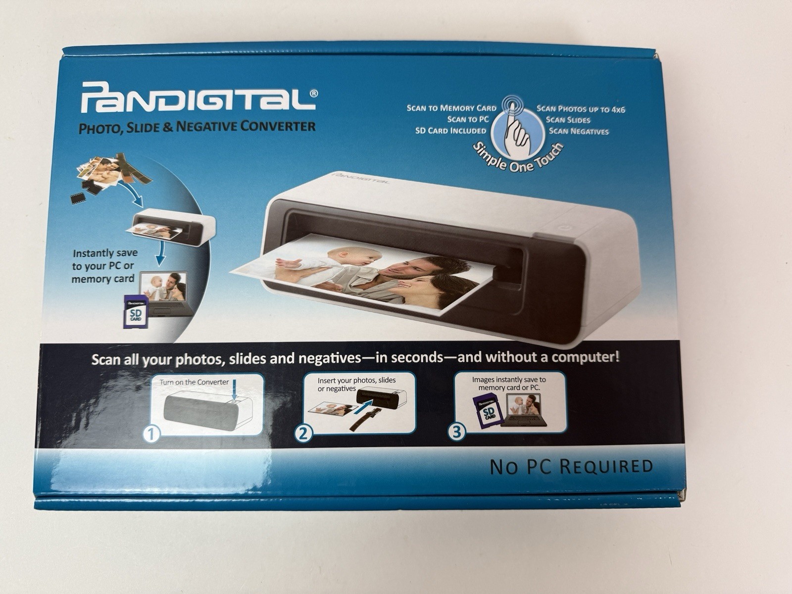 Photo Slide & Negative Converter Scanner NO PC Required Pandigital PANSCN05R Red