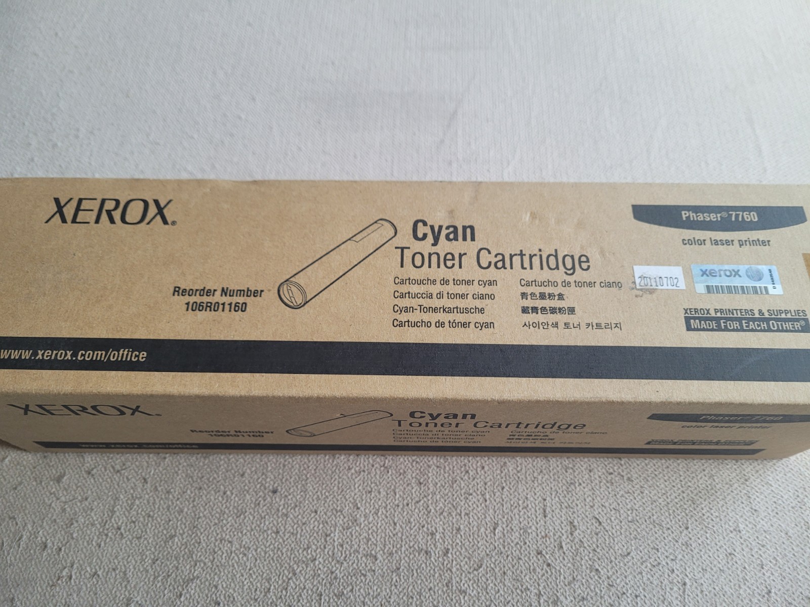 Genuine XEROX Phaser 7760 CYAN Toner Cartridge OEM SEALED RARE & DISCONTINUED