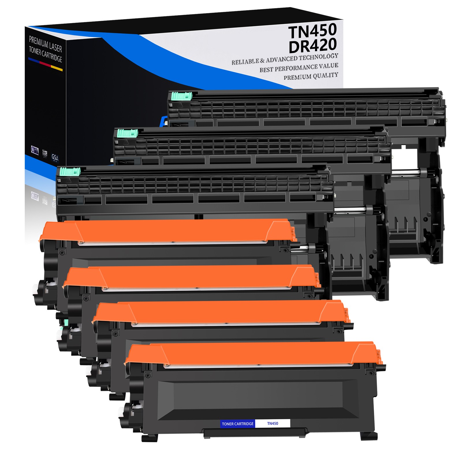 3PK DR420 Drum Unit + 4PK TN450/TN420 Toner for MFC-7240 MFC-7360N MFC-7365DN