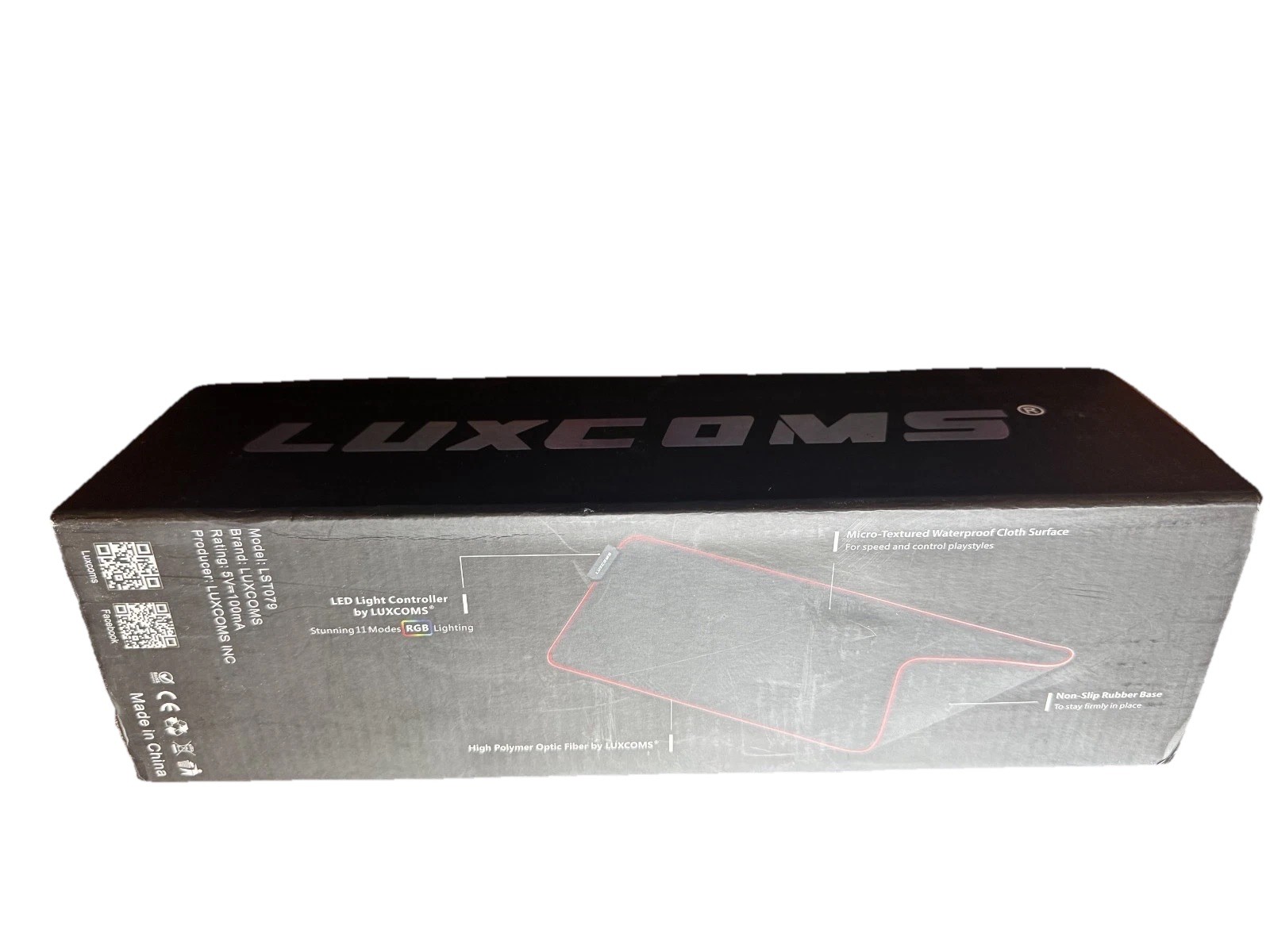 LUXCOMS RGB LED Gaming Mouse Pad XL Large Extended Light Up Desk Mat NEW Box