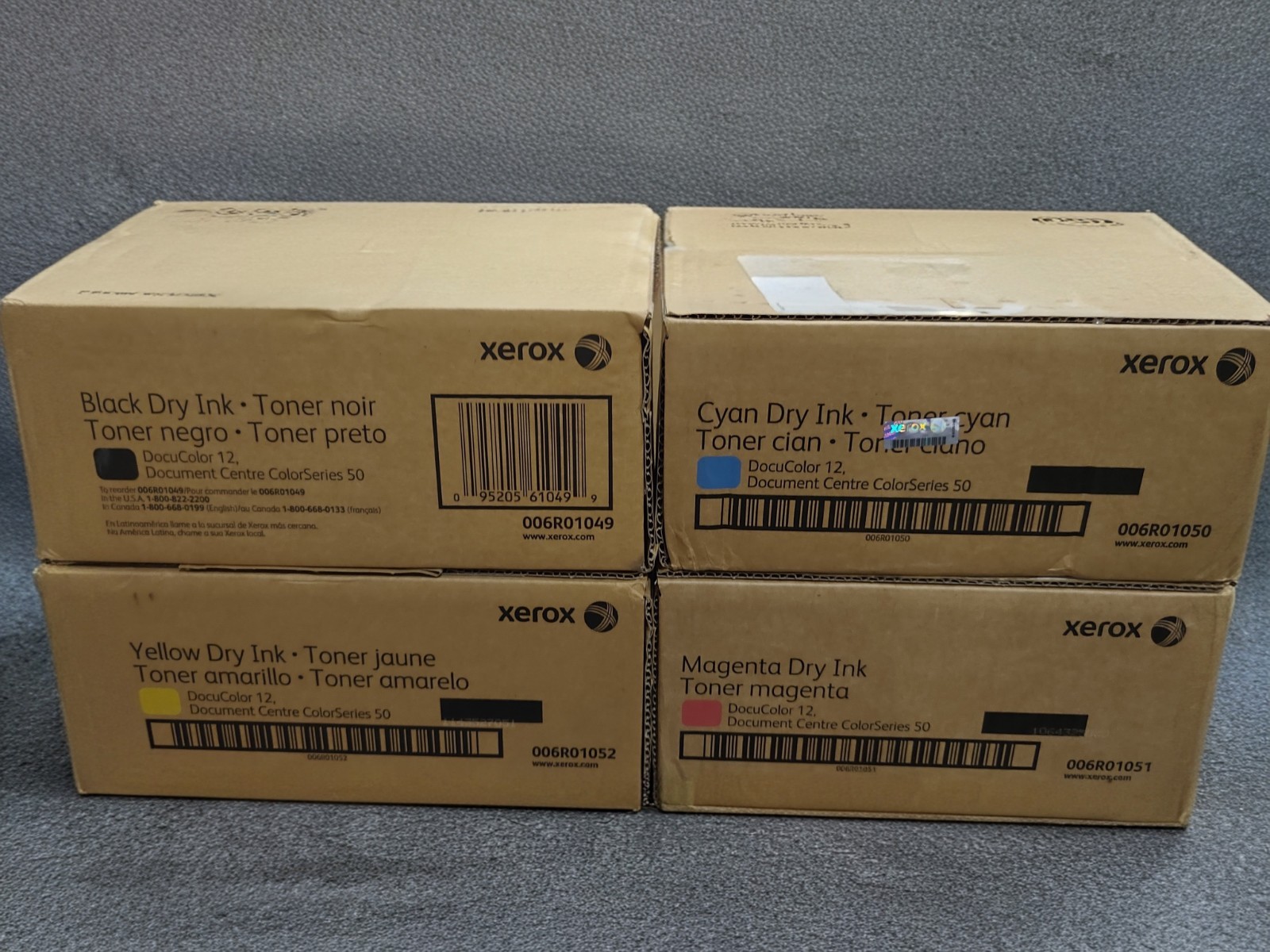 4PK GENUINE XEROX TONER CARTRIDGES DOCUCOLOR 12 SET CMYK NEW 006R01049  006R0105
