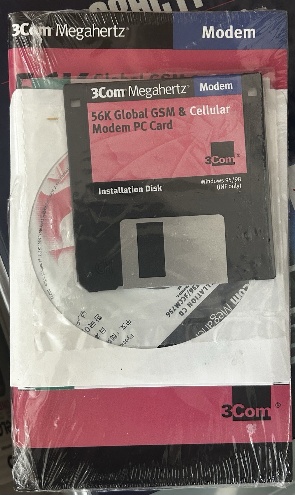 3Com Megahertz 3CXM756 56K Global GSM and Cellular Modem CD + Disk Sealed